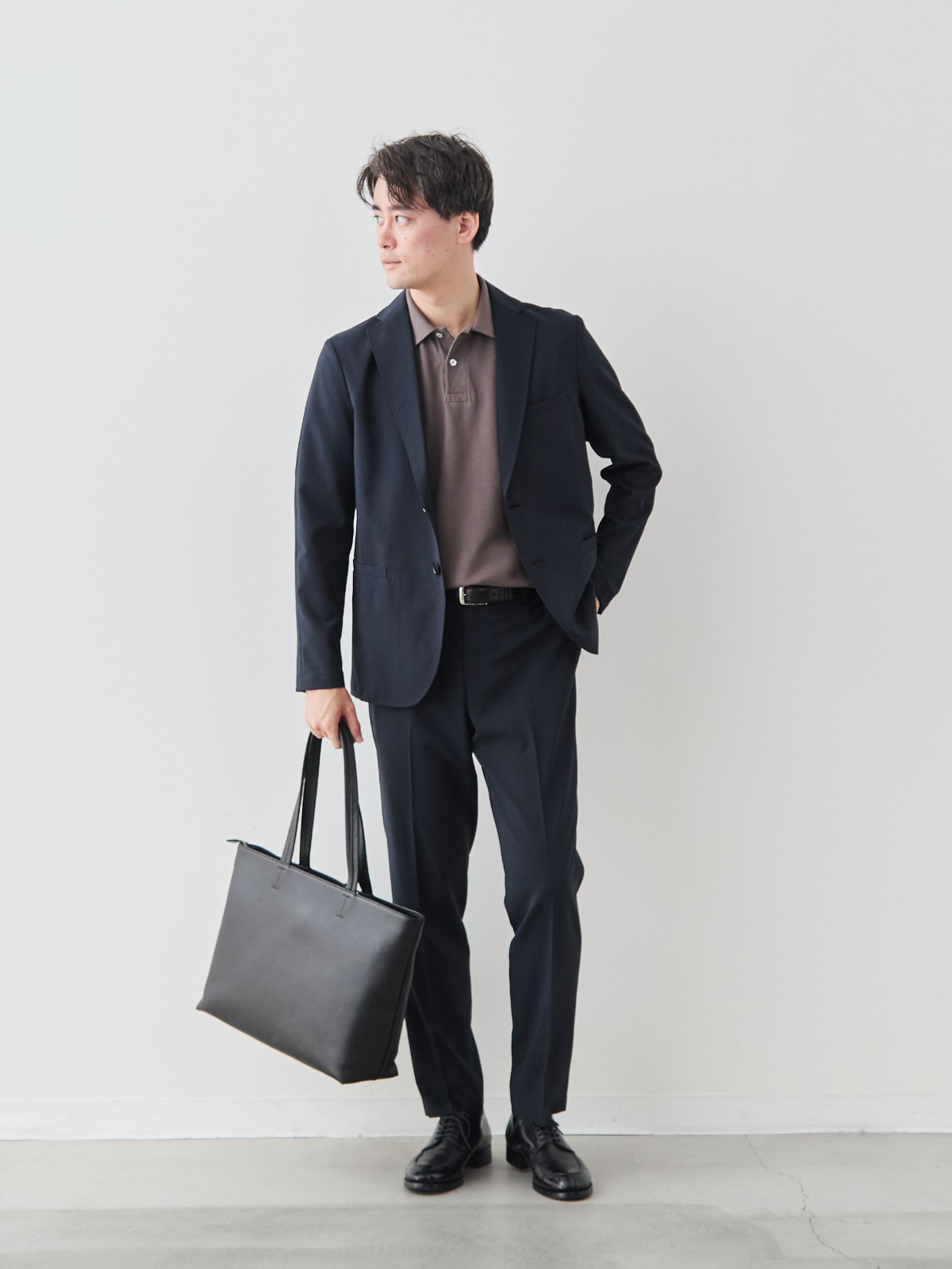 “風、抜ける” ドライサマー ジャケット/ウォッシャブル/ダークネイビー モデル 181cm 71kg ウエスト82cm サイズ L