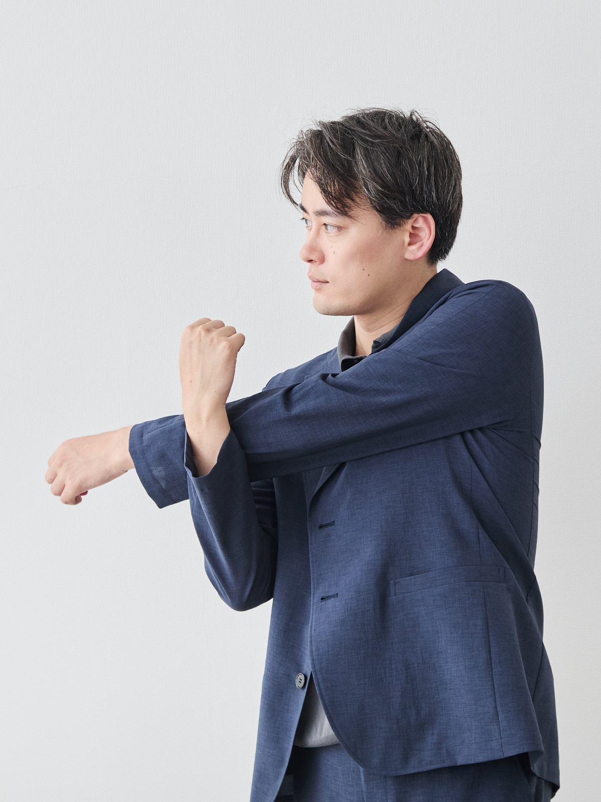“風、抜ける” ドライサマー ジャケット/ウォッシャブル/ブルーネイビー