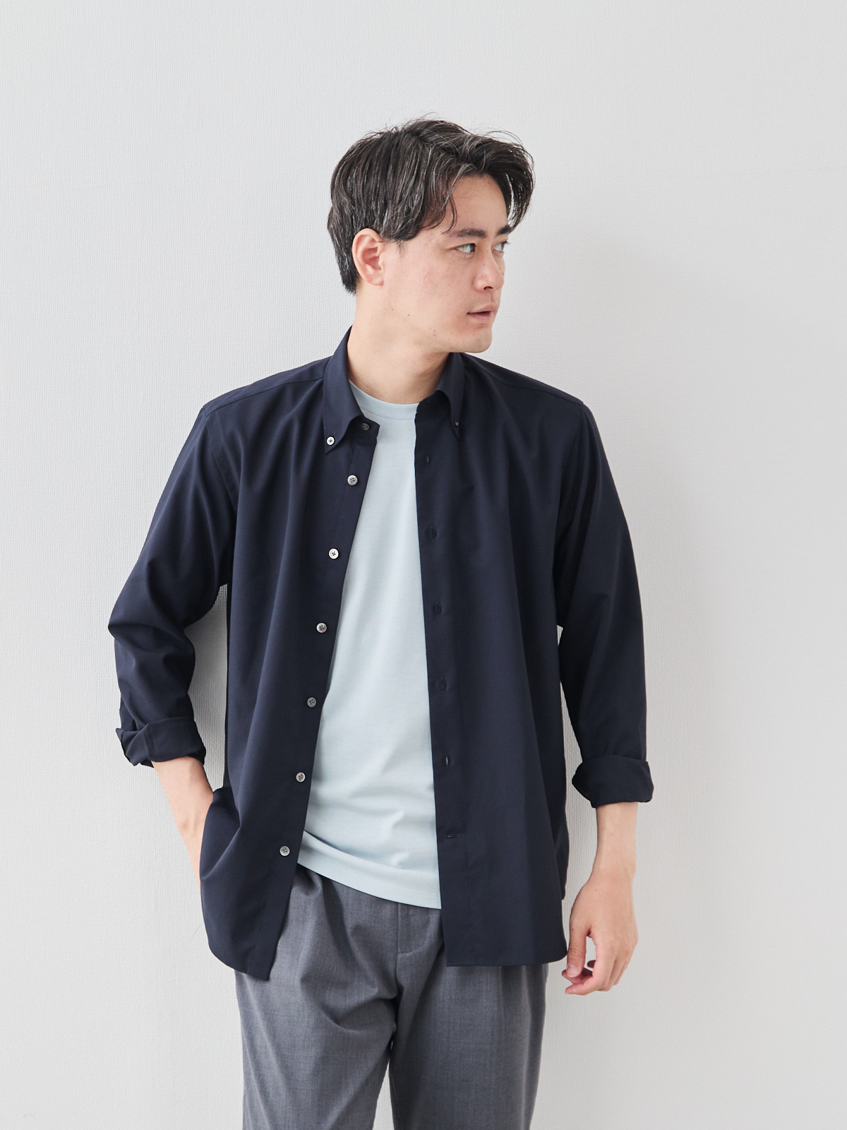 Merino Air HITOYOSHIシャツ/ウォッシャブル/ダークネイビー