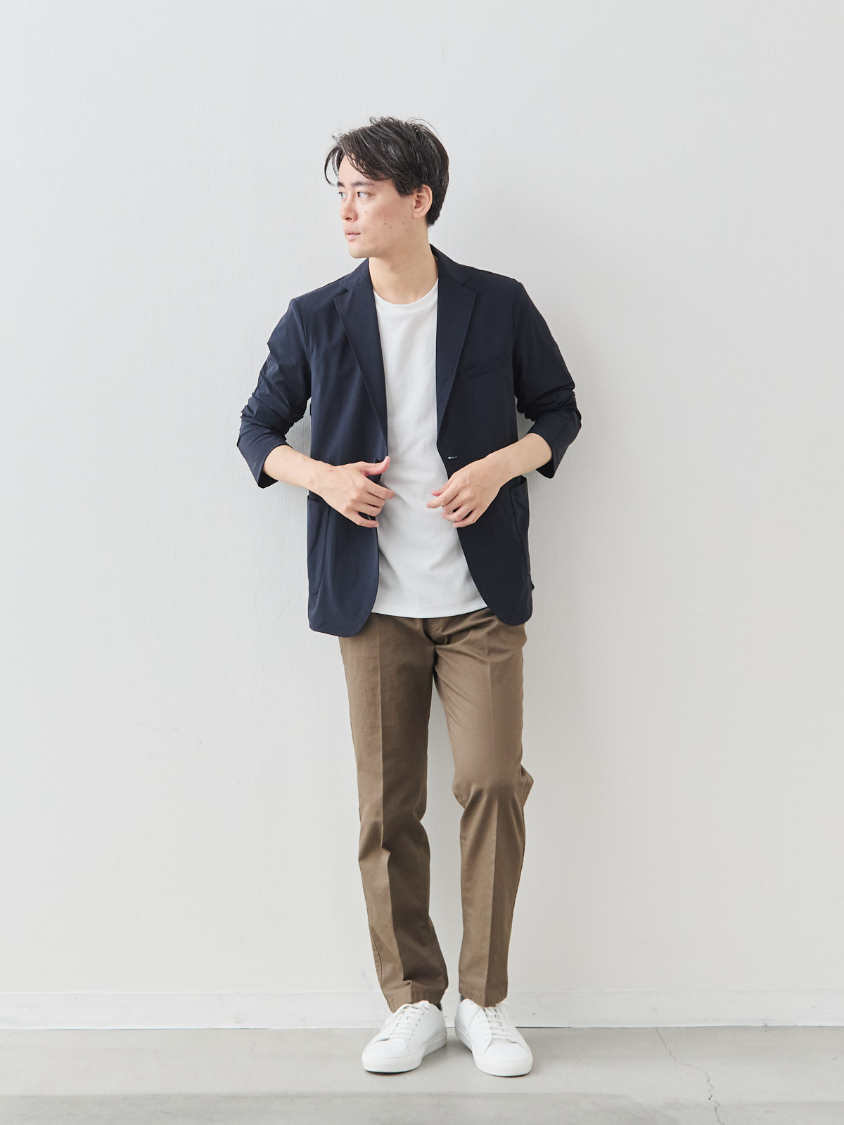 ULTRA EASY クールトラベルジャケット/ウォッシャブル/ネイビー モデル 181cm 71kg ウエスト82cm サイズ L