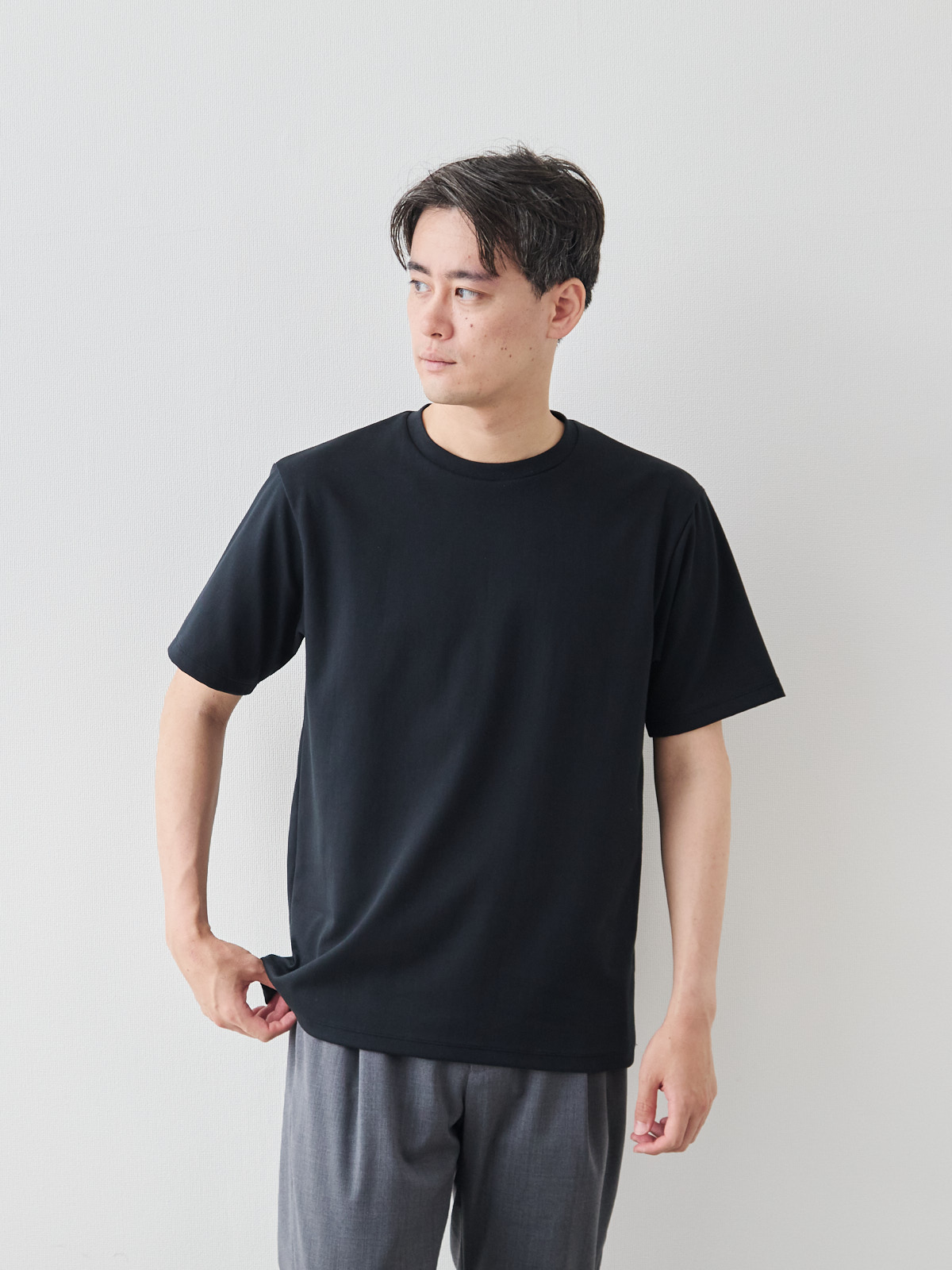 上質イージー コットンTシャツ/ブラック