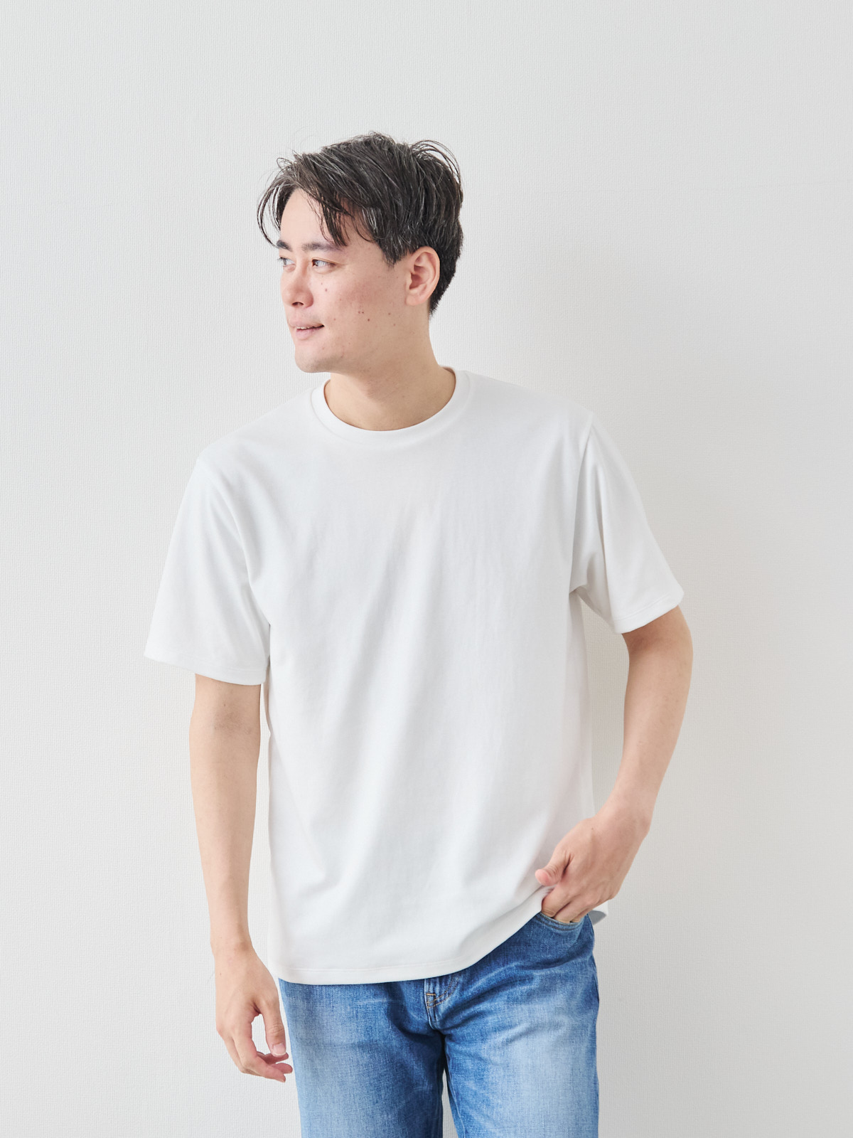 上質イージー コットンTシャツ/ホワイト