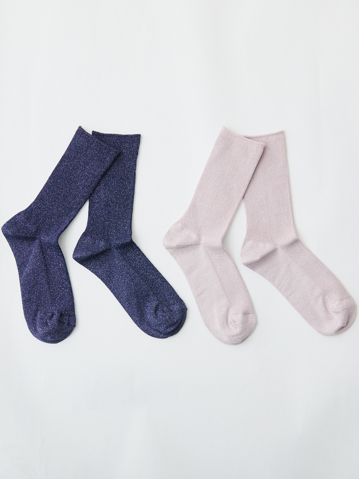さらりと蒸れない和紙ラメソックス/ブルー×シルバーラメ