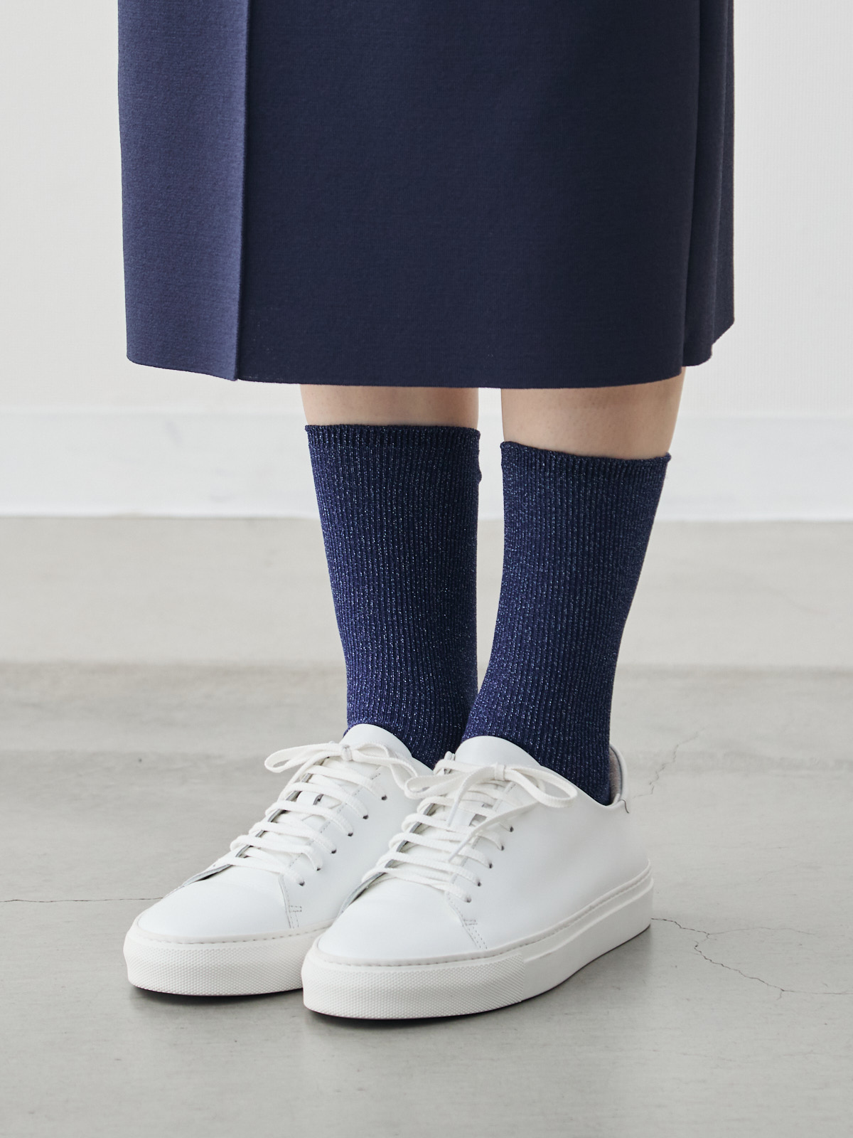さらりと蒸れない和紙ラメソックス/ブルー×シルバーラメ