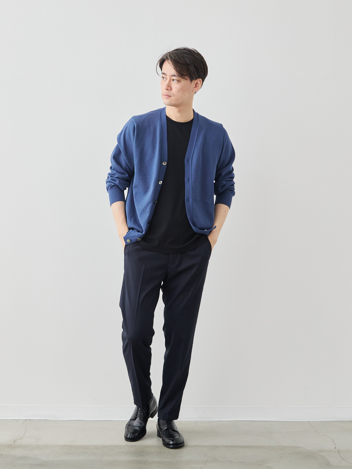 WASHIカーデ - Extra Cool 和紙/ブルー モデル 181cm 71kg サイズ L
