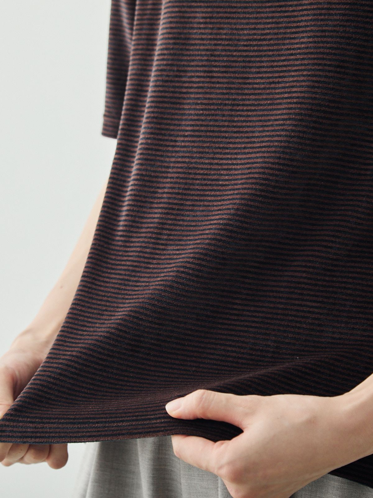 コットンベロア5分袖Tシャツ/ブラウン