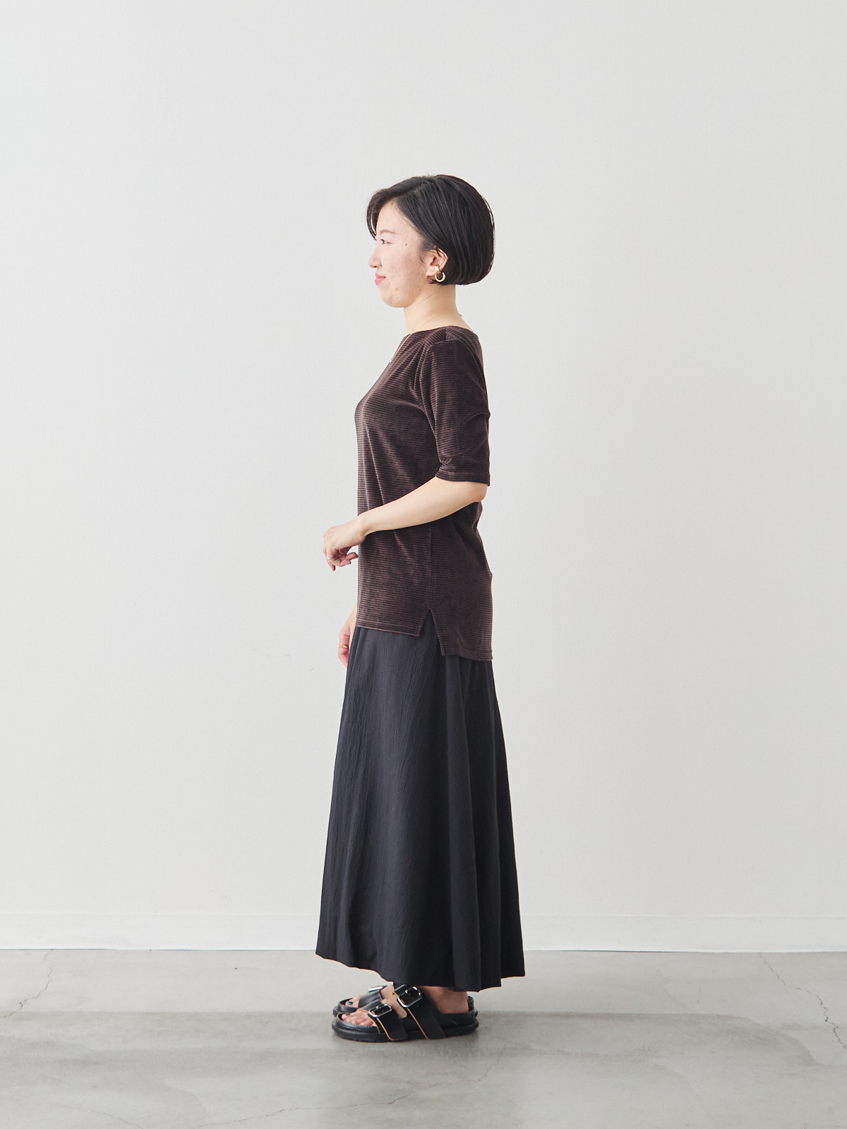 コットンベロア5分袖Tシャツ/ブラウン モデル 150cm サイズ 36