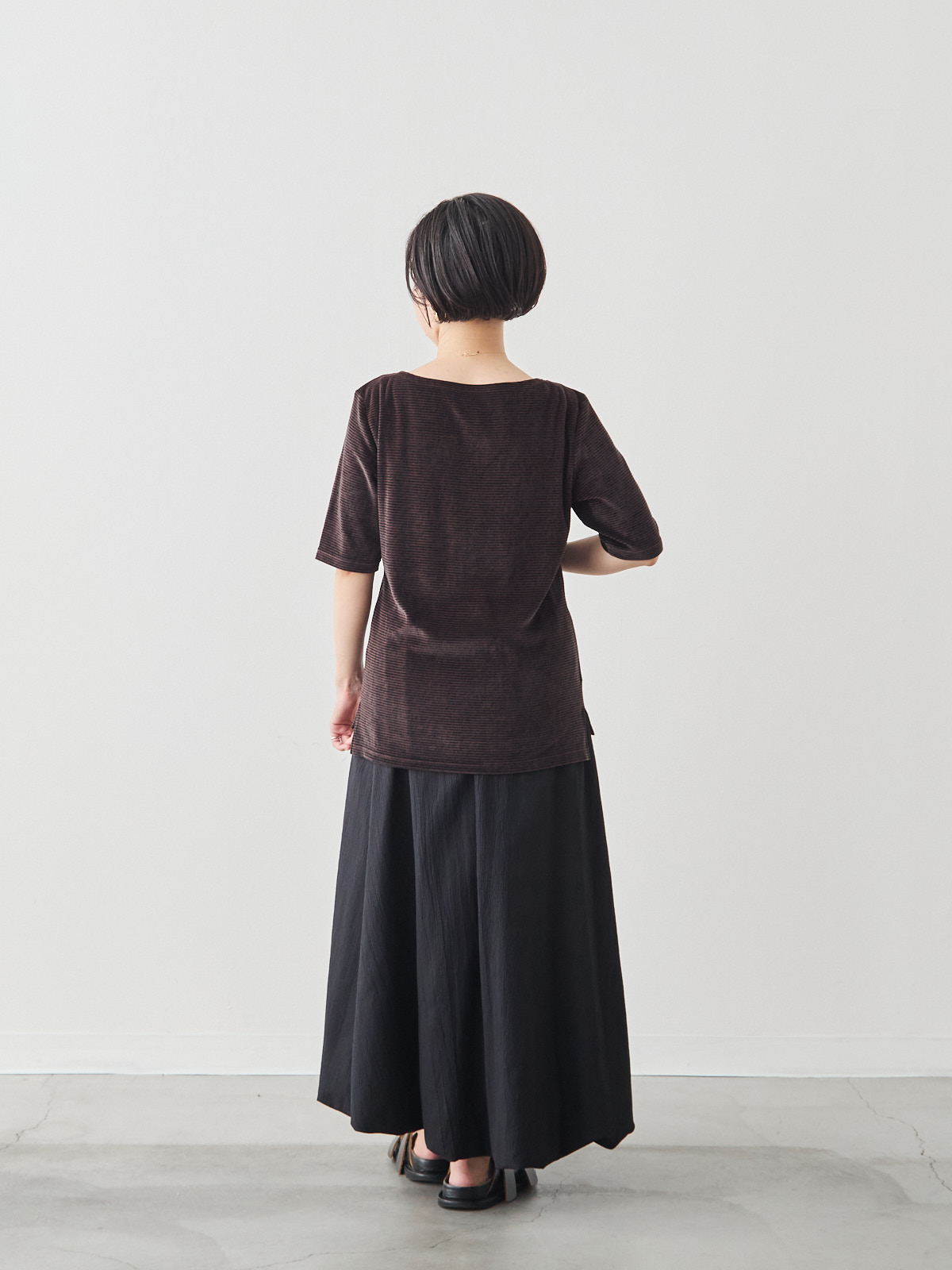 コットンベロア5分袖Tシャツ/ブラウン モデル 150cm サイズ 36