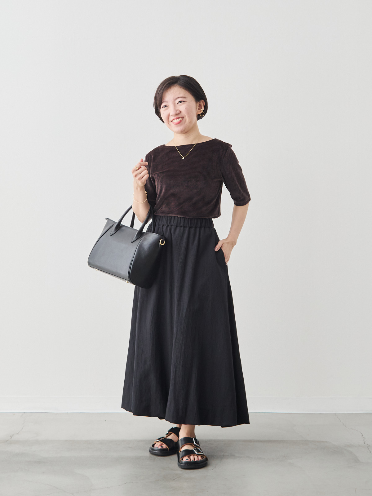 コットンベロア5分袖Tシャツ/ブラウン モデル 150cm サイズ 36