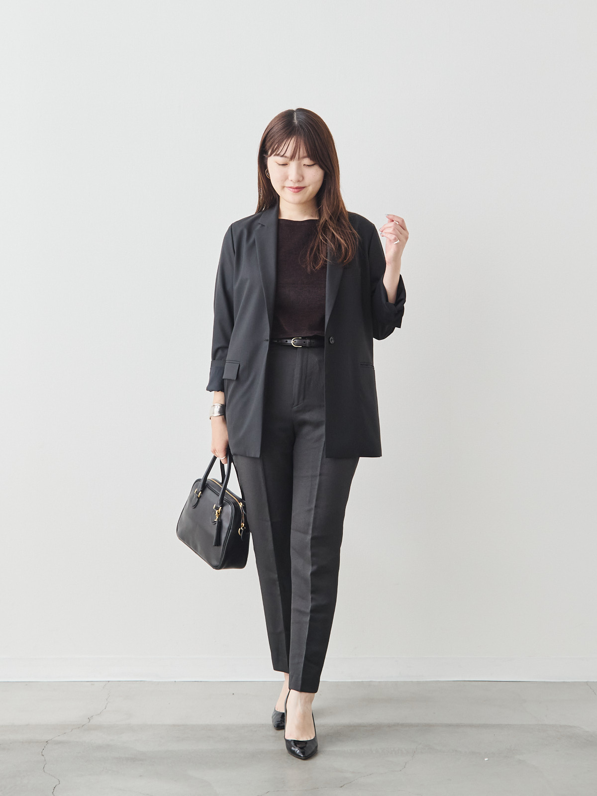 コットンベロア5分袖Tシャツ/ブラウン モデル 164cm サイズ 40