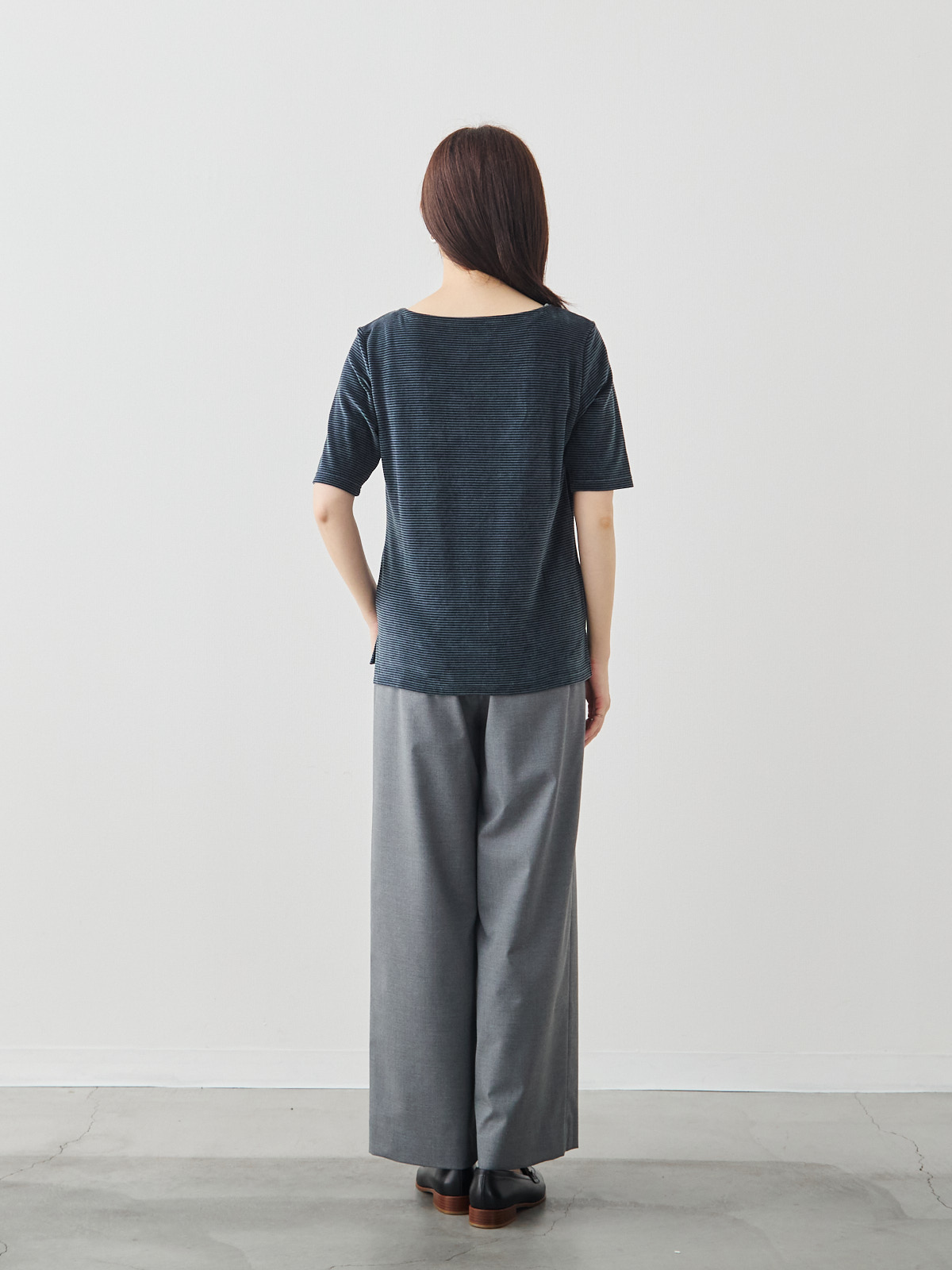 コットンベロア5分袖Tシャツ/ネイビー モデル 171cm サイズ 38