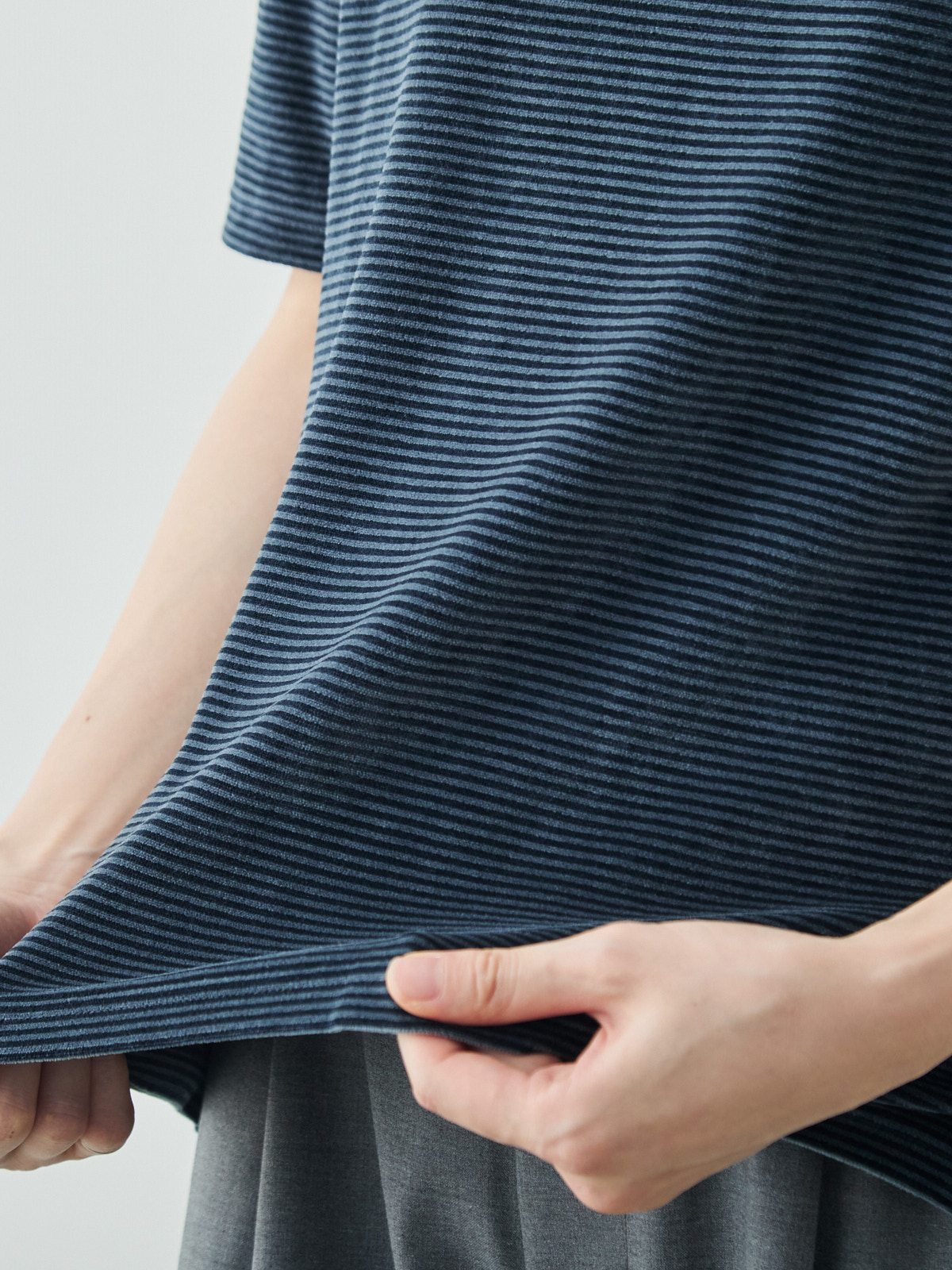 コットンベロア5分袖Tシャツ/ネイビー