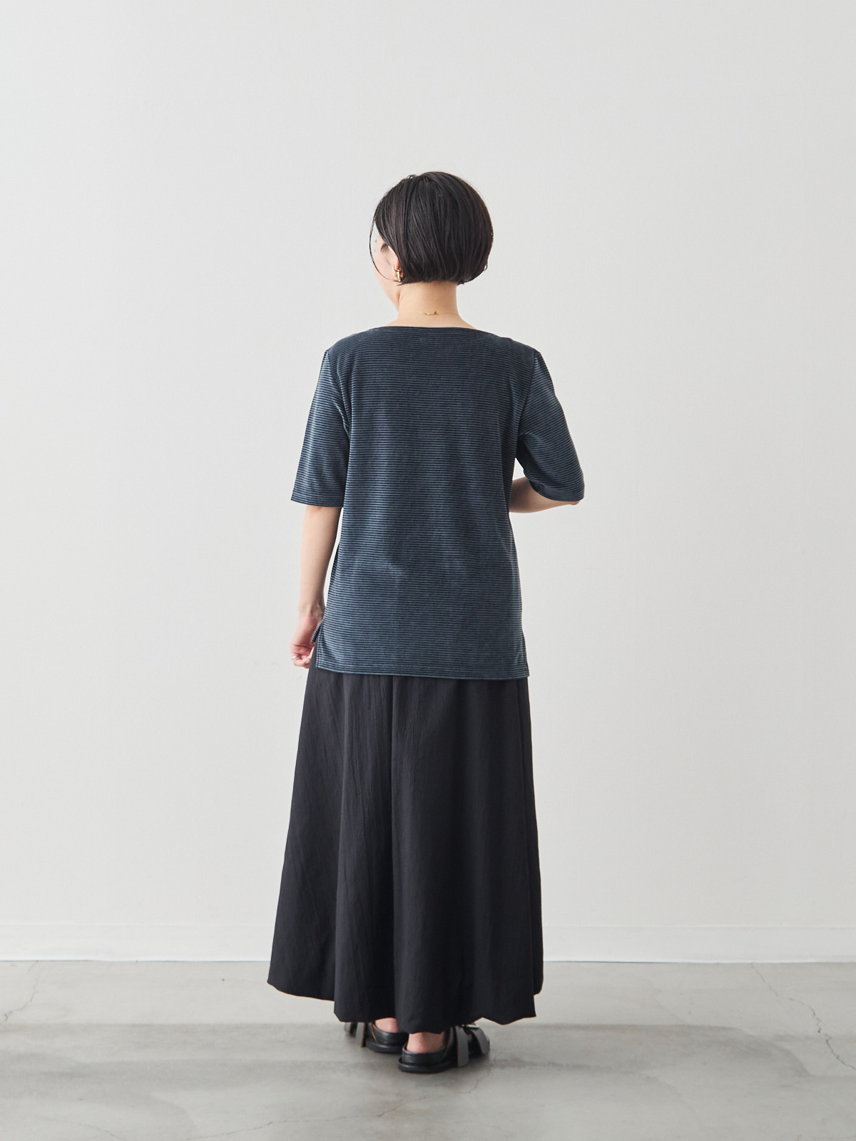 コットンベロア5分袖Tシャツ/ネイビー モデル 150cm サイズ 36