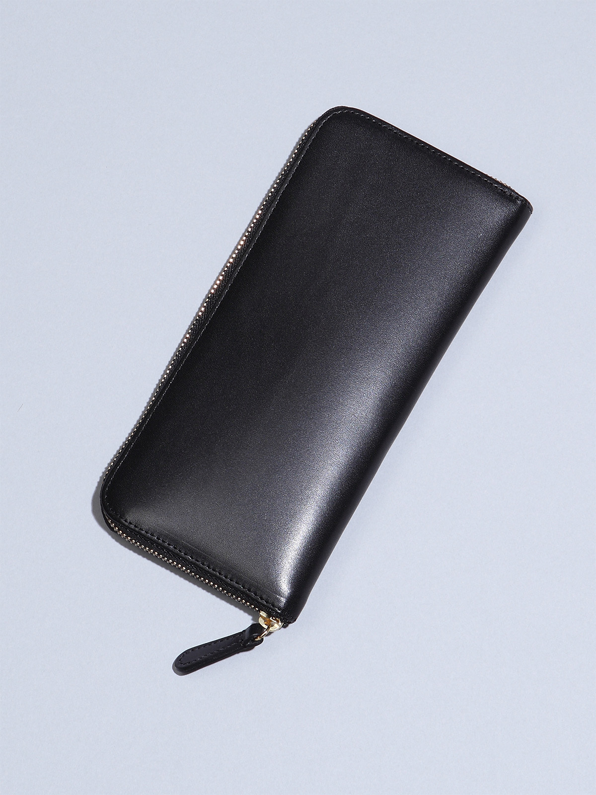 ムラ染めオリーブレザー長財布/ブラック