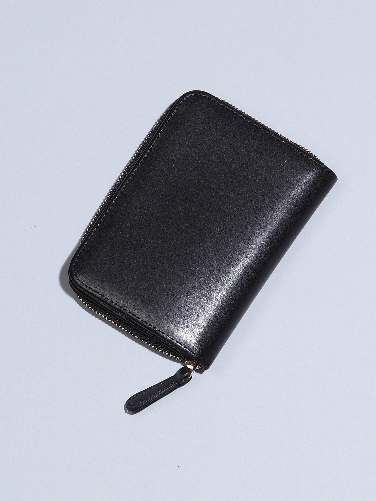 ムラ染めオリーブレザー二つ折り財布/ブラック