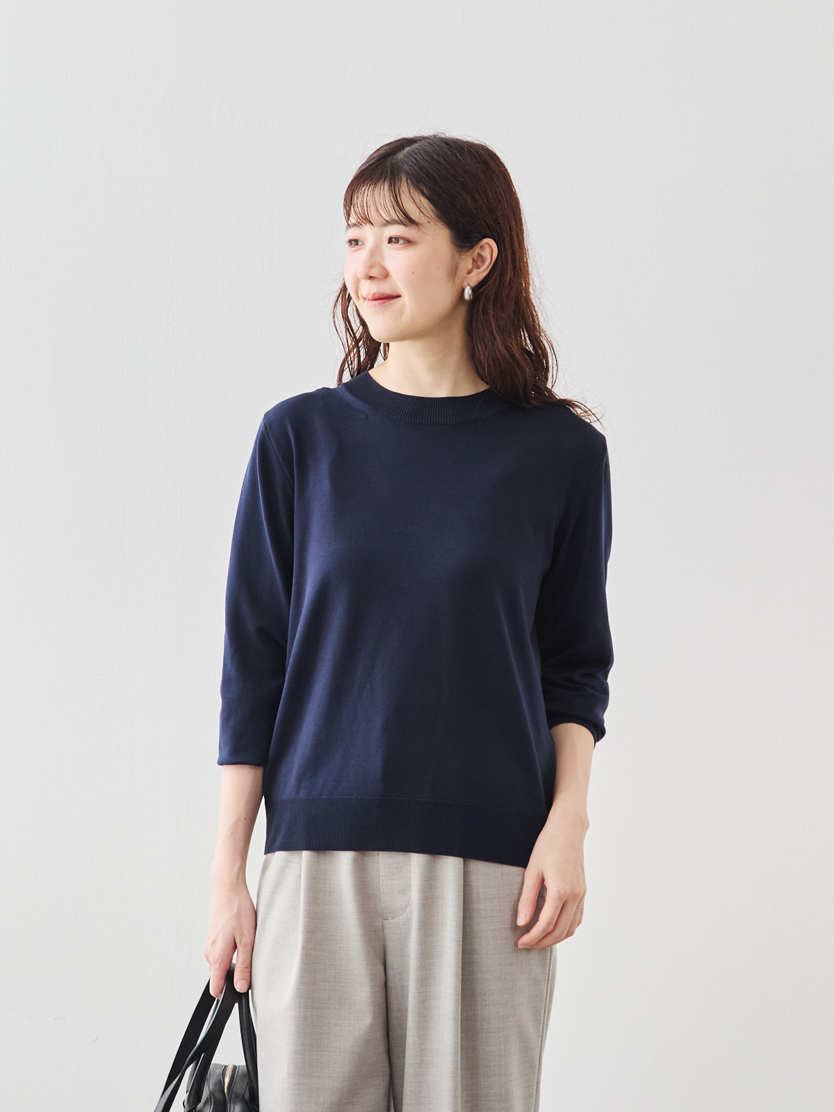 シルキーパール・ベーシックニット/ネイビー