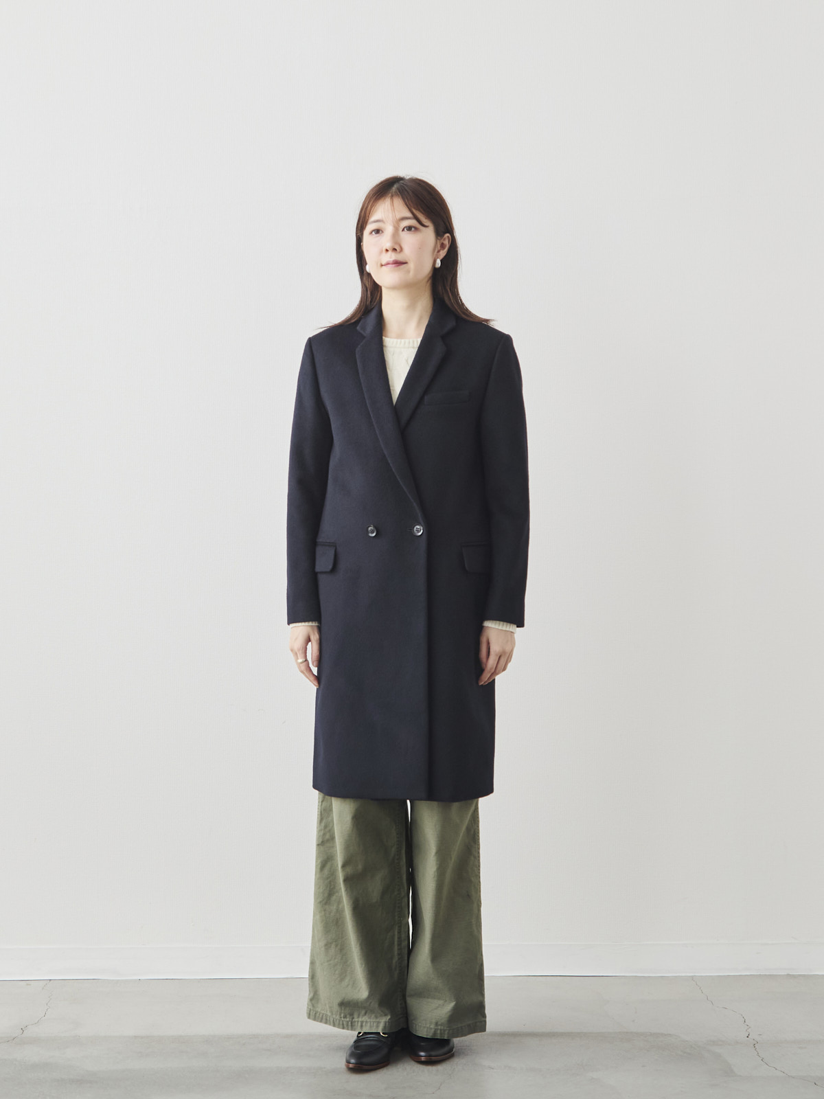 カシミヤブレンドチェスターコート/ネイビー モデル 171cm サイズ 38