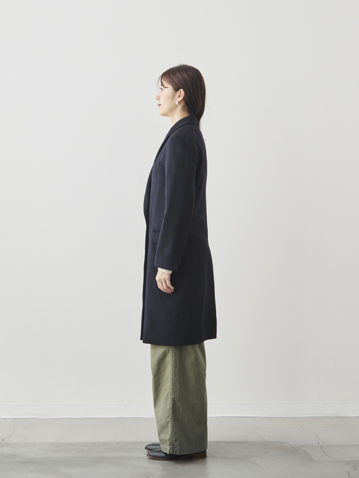 カシミヤブレンドチェスターコート/ネイビー モデル 171cm サイズ 38