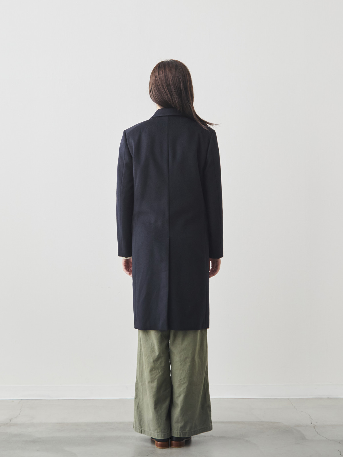 カシミヤブレンドチェスターコート/ネイビー モデル 171cm サイズ 38
