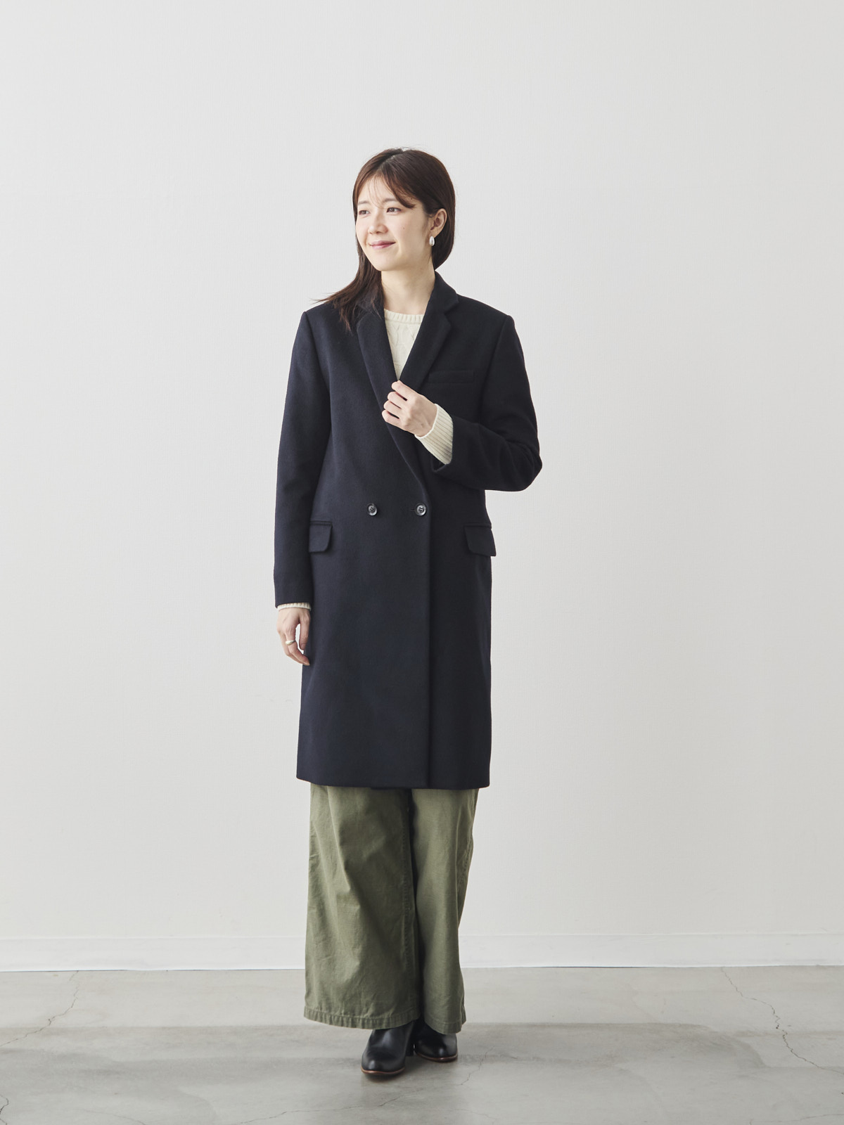 カシミヤブレンドチェスターコート/ネイビー モデル 171cm サイズ 38