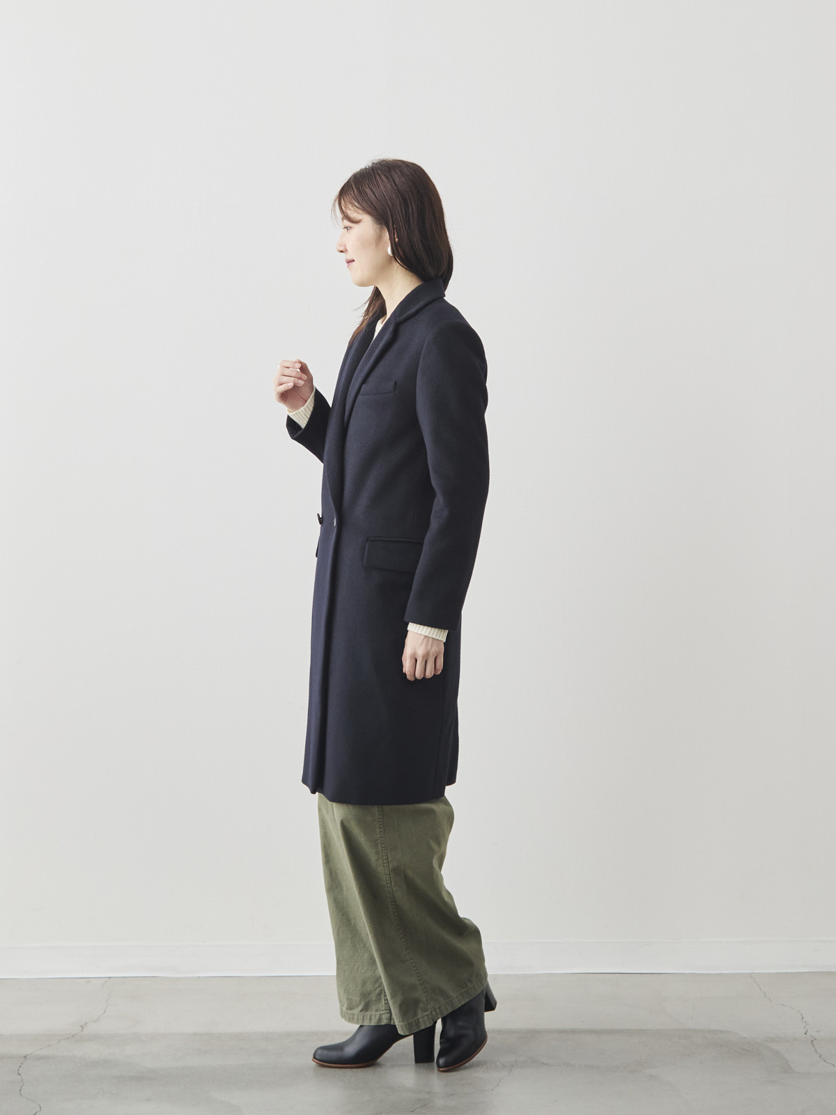 カシミヤブレンドチェスターコート/ネイビー モデル 171cm サイズ 38