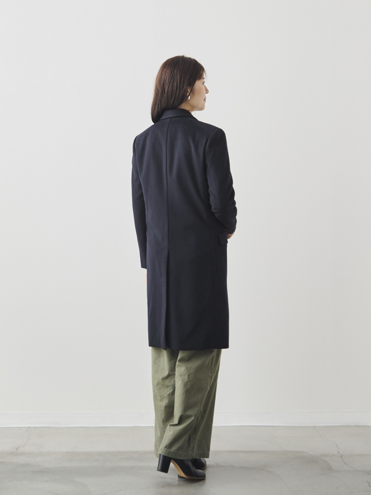 カシミヤブレンドチェスターコート/ネイビー モデル 171cm サイズ 38