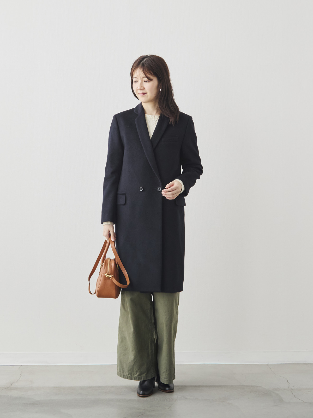 カシミヤブレンドチェスターコート/ネイビー モデル 171cm サイズ 38