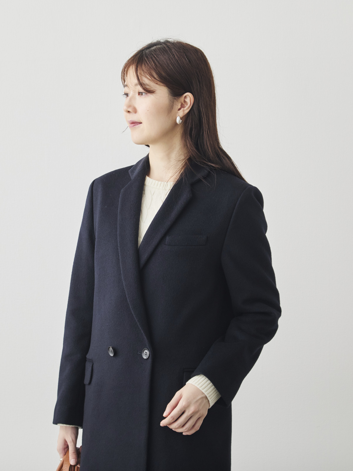 カシミヤブレンドチェスターコート/ネイビー モデル 171cm サイズ 38