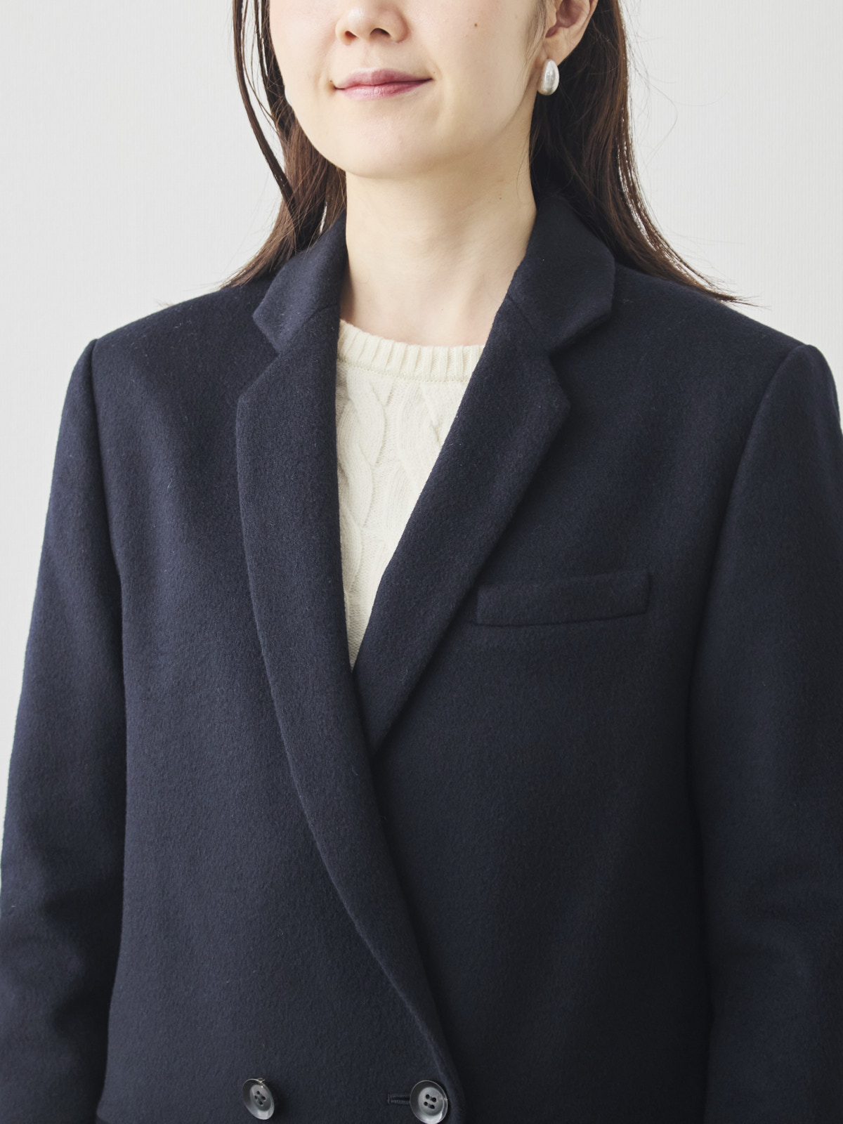 カシミヤブレンドチェスターコート/ネイビー モデル 171cm サイズ 38