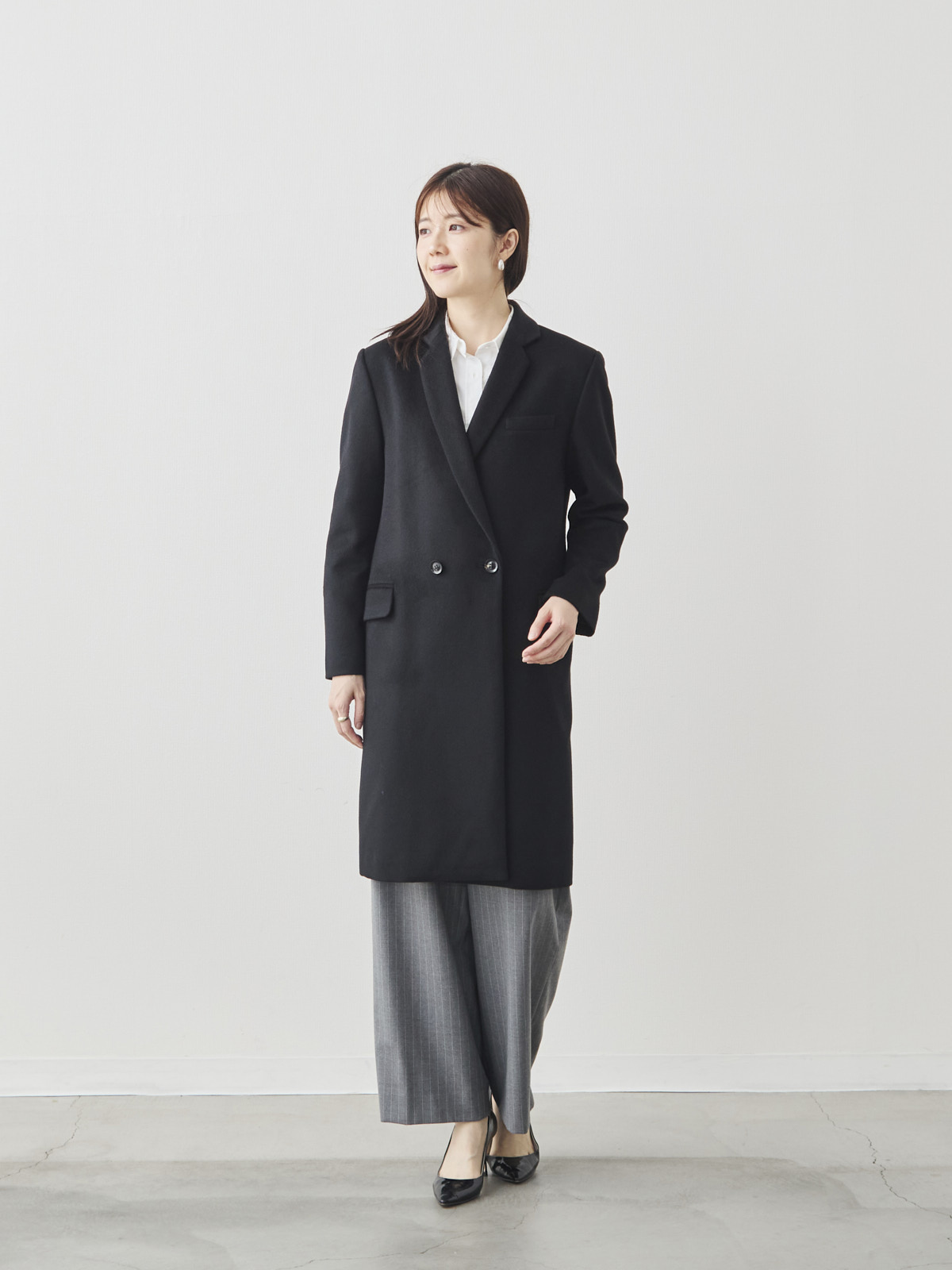 カシミヤブレンドチェスターコート/ブラック モデル 171cm サイズ 38