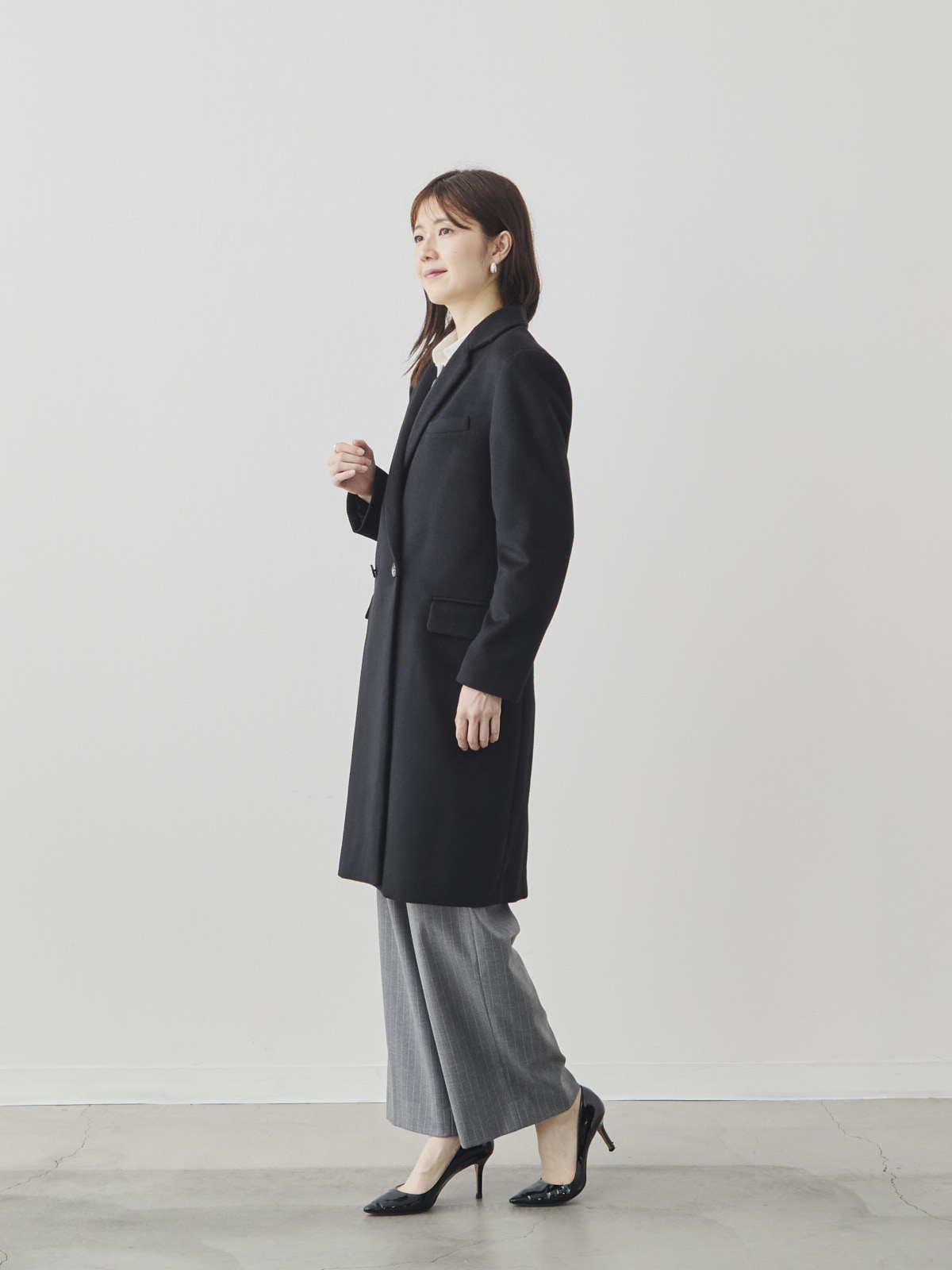カシミヤブレンドチェスターコート/ブラック モデル 171cm サイズ 38