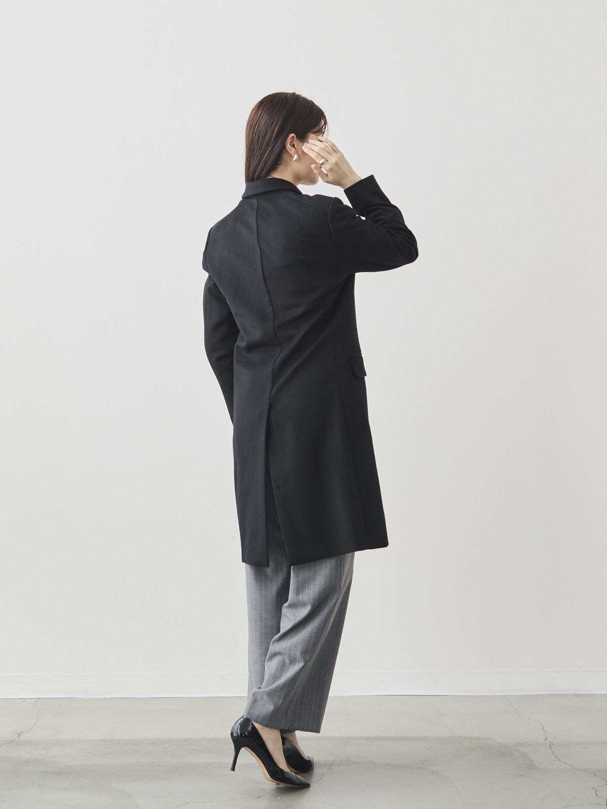 カシミヤブレンドチェスターコート/ブラック モデル 171cm サイズ 38
