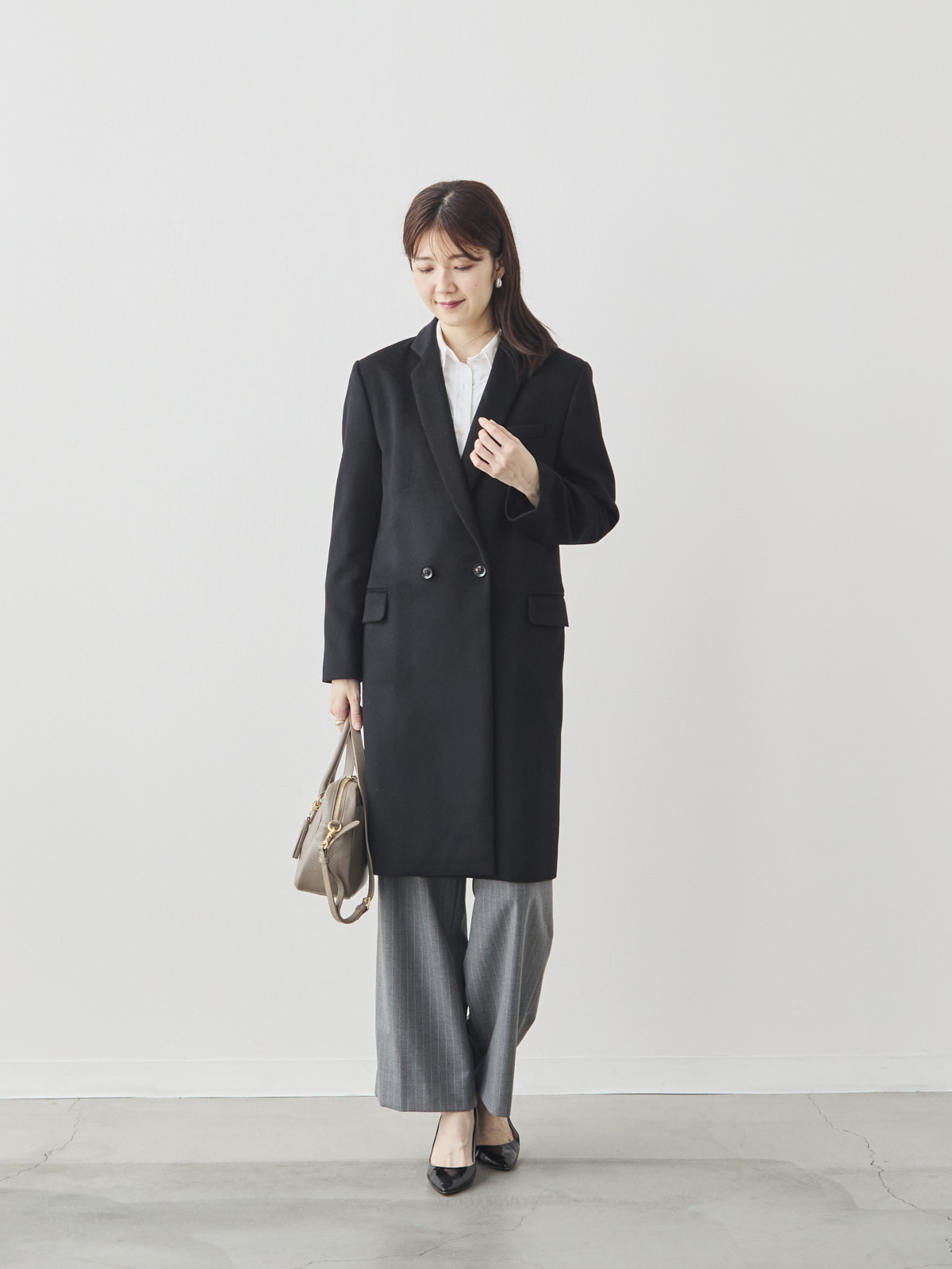 カシミヤブレンドチェスターコート/ブラック モデル 171cm サイズ 38