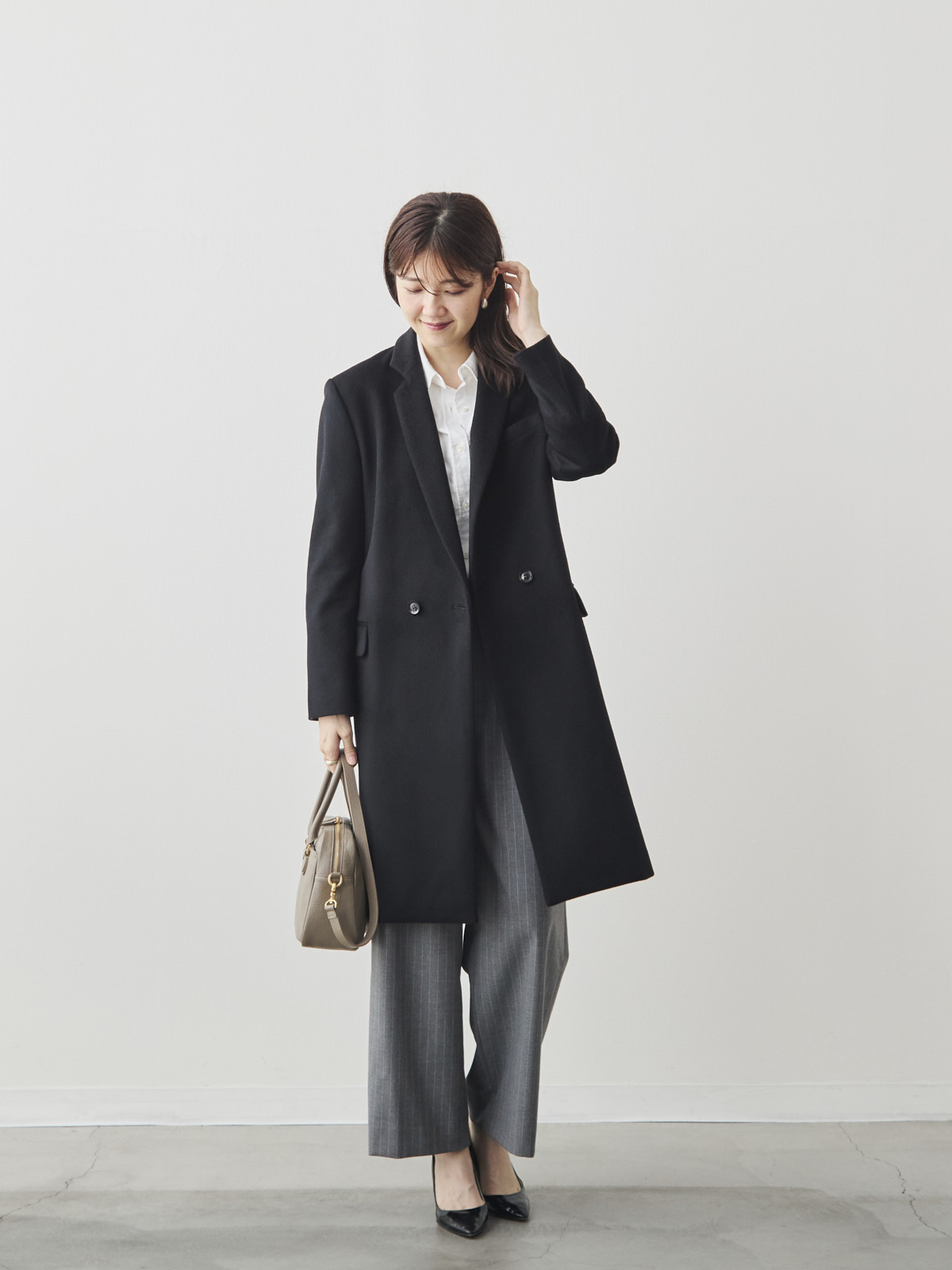 カシミヤブレンドチェスターコート/ブラック モデル 171cm サイズ 38