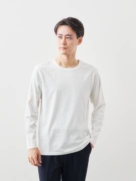 上質コットン100%のドレスTシャツ/Jacket Fit/クルーネック長袖