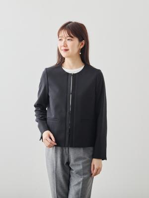 新品未使用　バーバリー　ノーカラージャケット 　黒　サイズ38　綿67％ ノーカラージャケット/Washable/セットアップ可能/ブラック