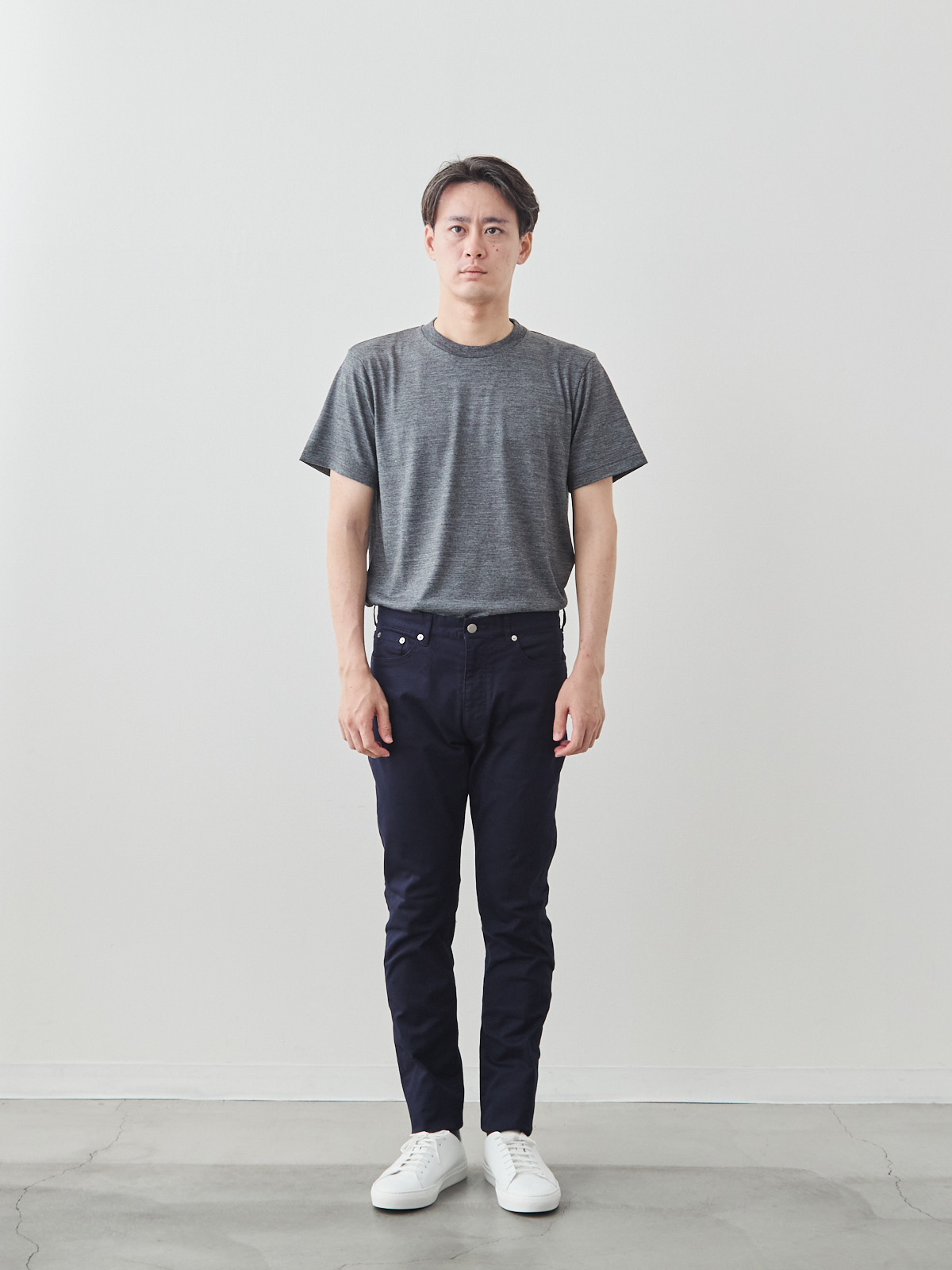 デニム職人の5ポケットストレッチチノ/ネイビー モデル 181cm 71kg サイズ L