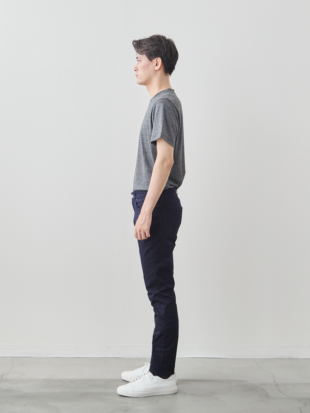 デニム職人の5ポケットストレッチチノ/ネイビー モデル 181cm 71kg サイズ L
