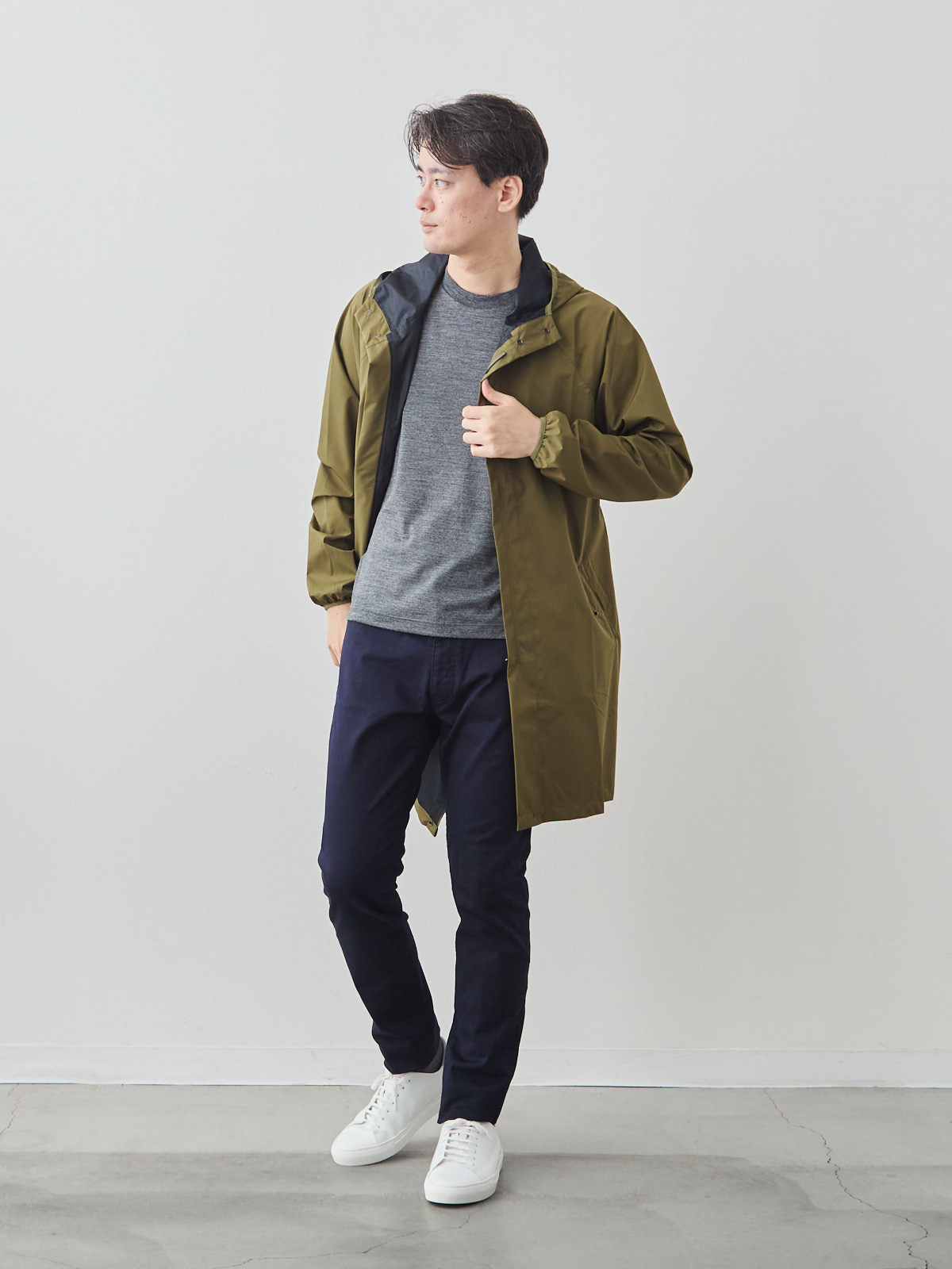 デニム職人の5ポケットストレッチチノ/ネイビー モデル 181cm 71kg サイズ L