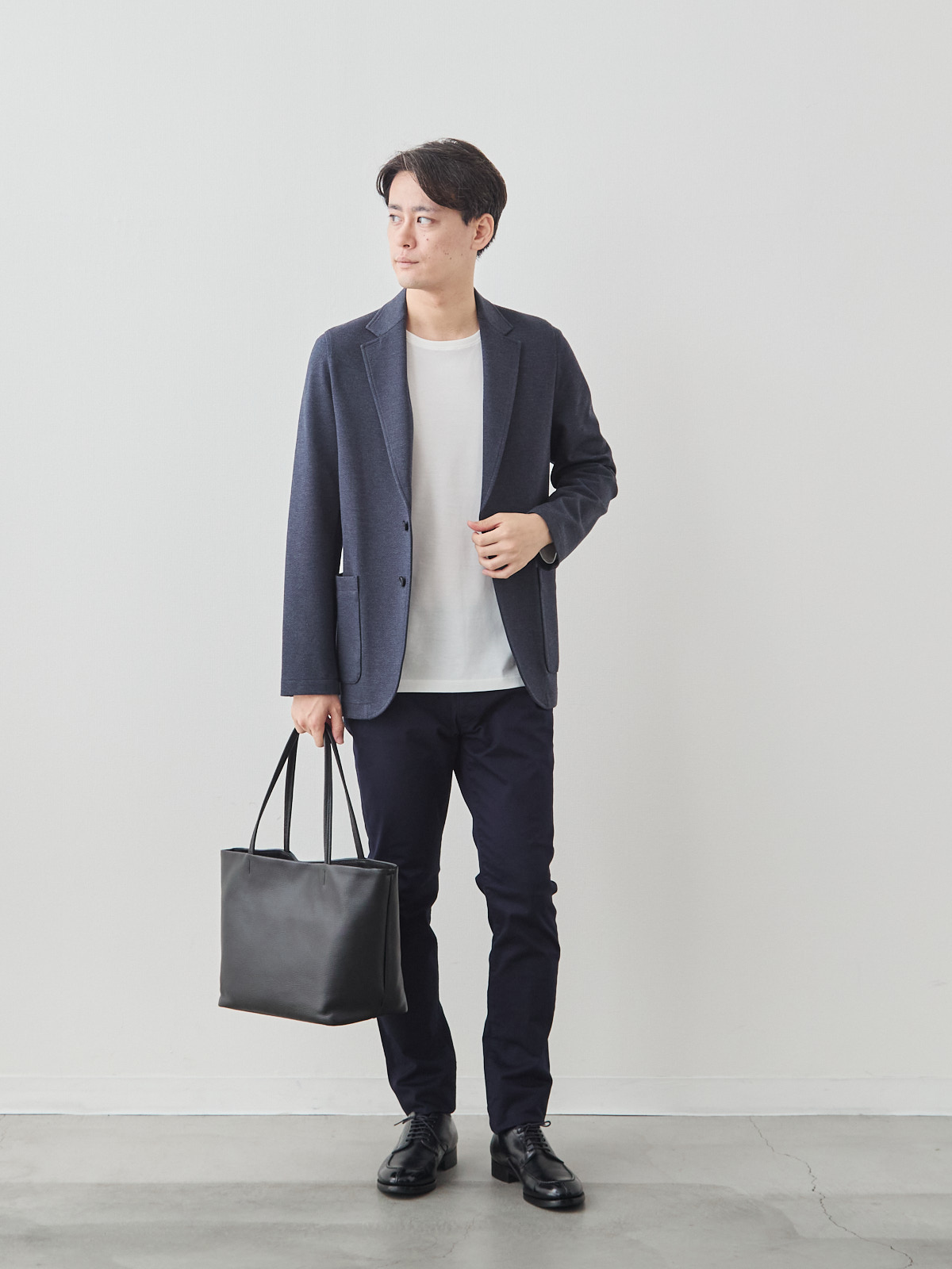 デニム職人の5ポケットストレッチチノ/ネイビー モデル 181cm 71kg サイズ L