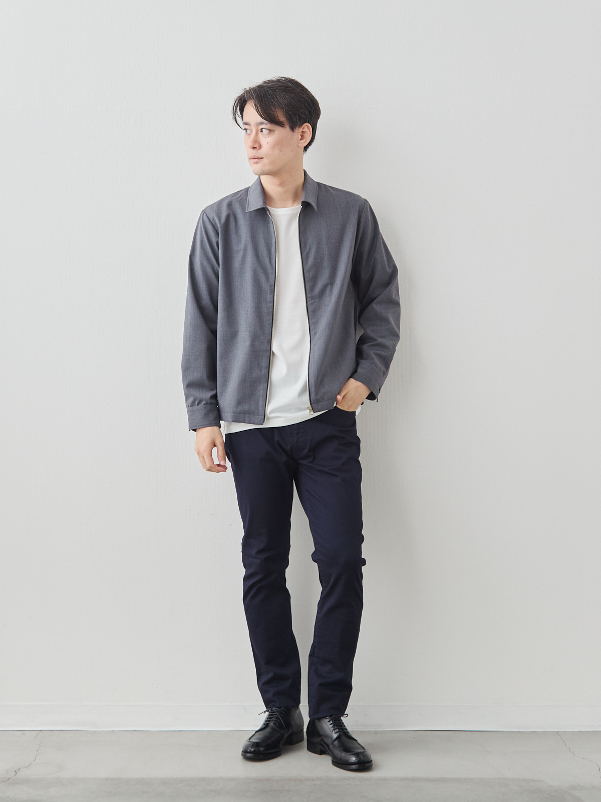 デニム職人の5ポケットストレッチチノ/ネイビー モデル 181cm 71kg サイズ L