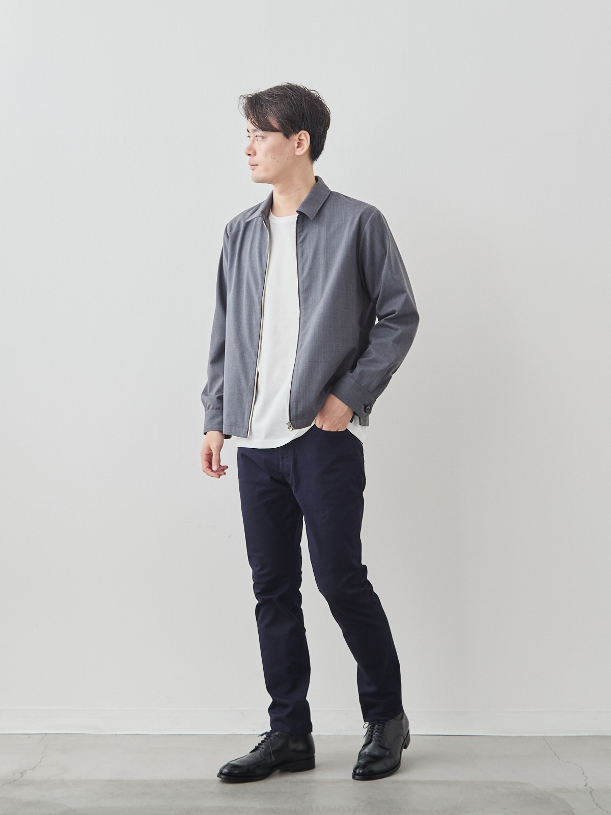 デニム職人の5ポケットストレッチチノ/ネイビー モデル 181cm 71kg サイズ L