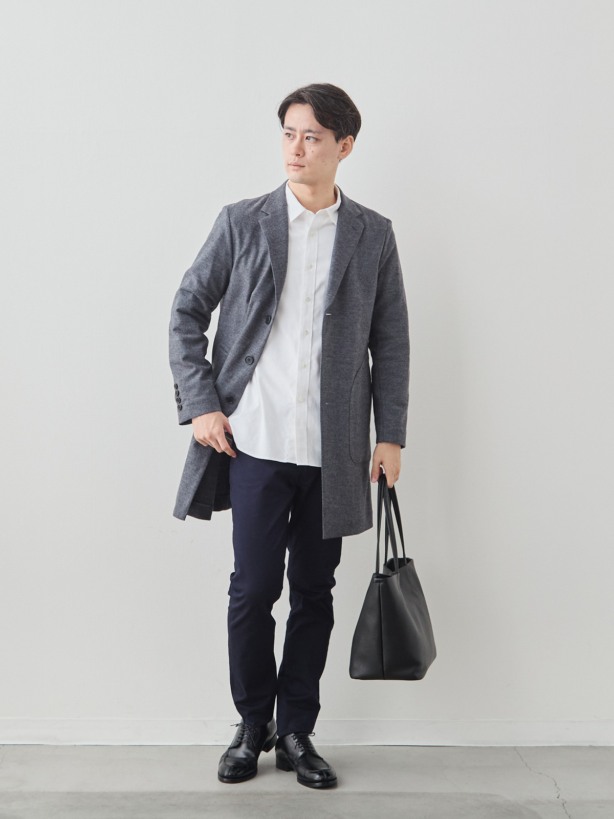 デニム職人の5ポケットストレッチチノ/ネイビー モデル 181cm 71kg サイズ L