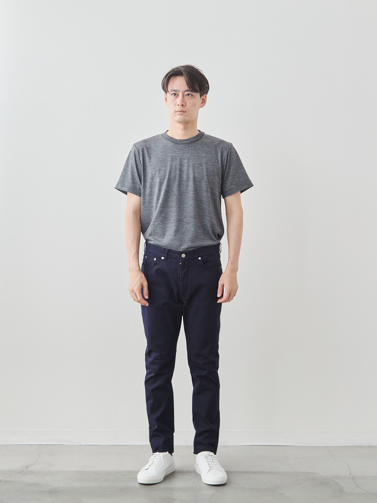 デニム職人の5ポケットストレッチチノ/ネイビー モデル 181cm 71kg サイズ LL