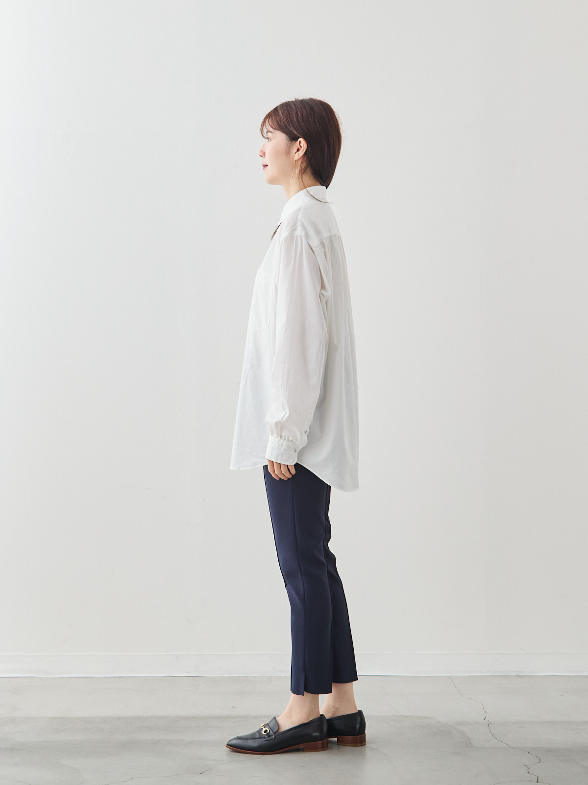 クラフトマンギャザーシャツ/ホワイト モデル 171cm サイズ フリー