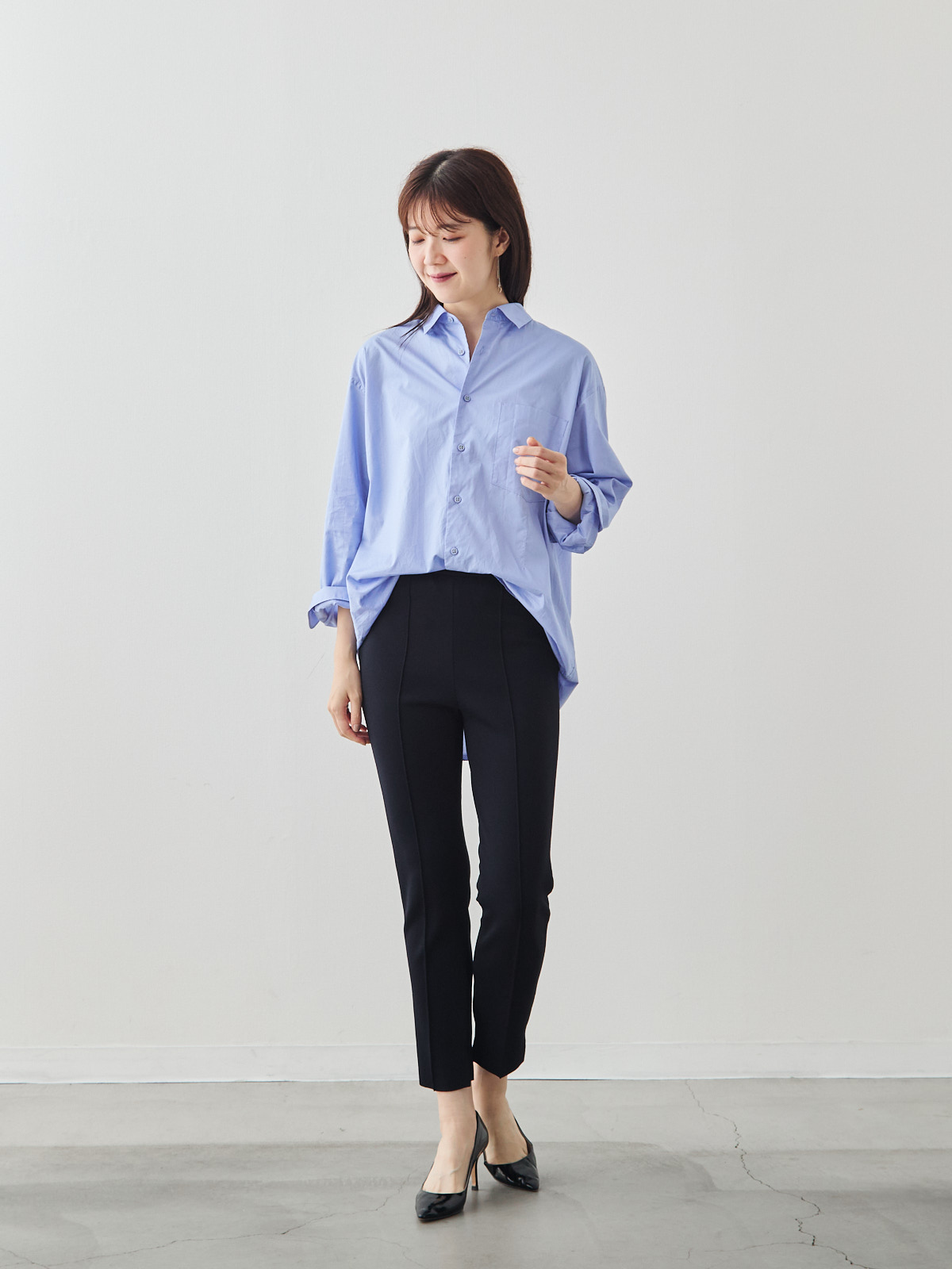 クラフトマンギャザーシャツ/サックス モデル 171cm サイズ フリー