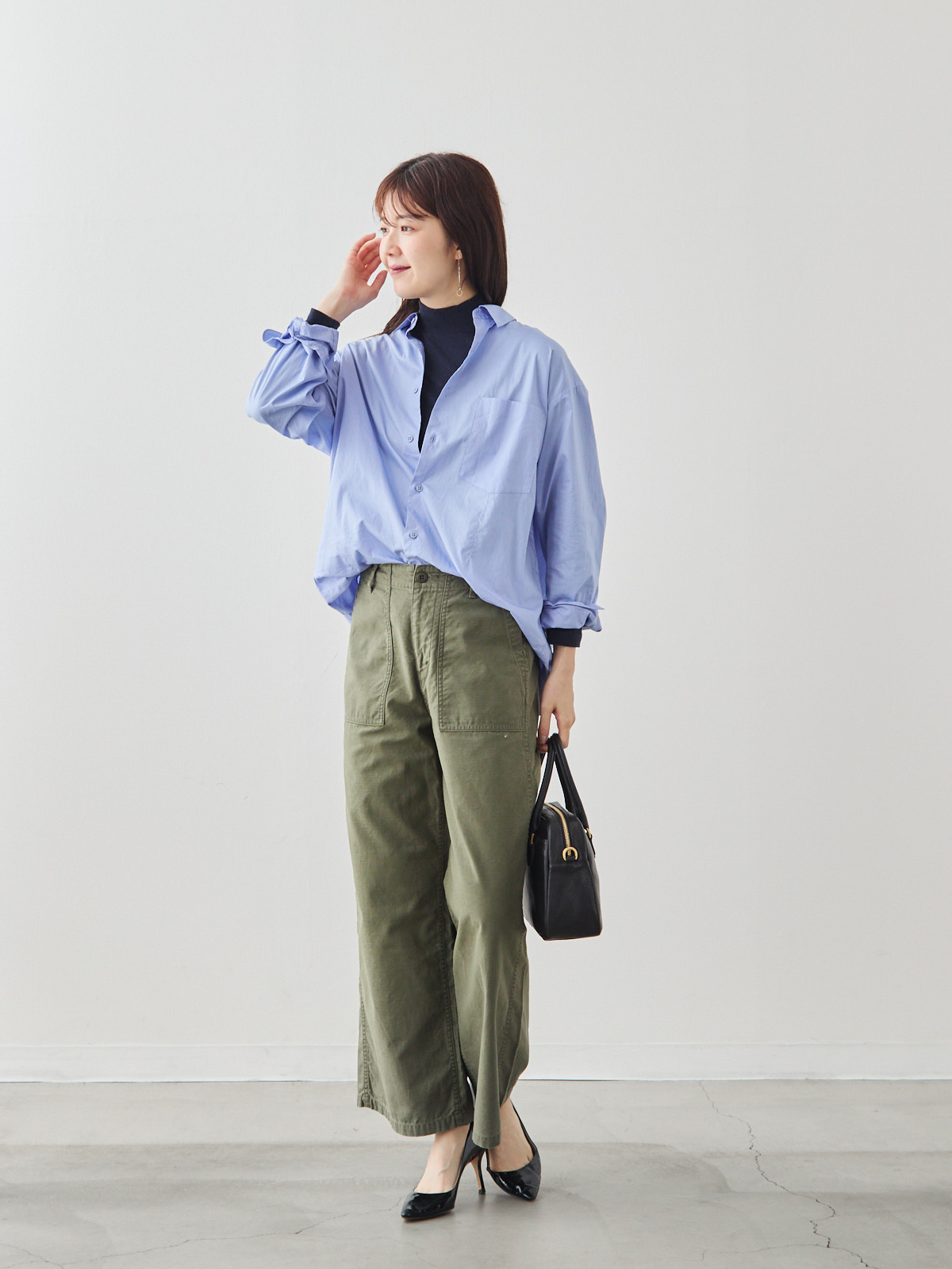 クラフトマンギャザーシャツ/サックス モデル 171cm サイズ フリー