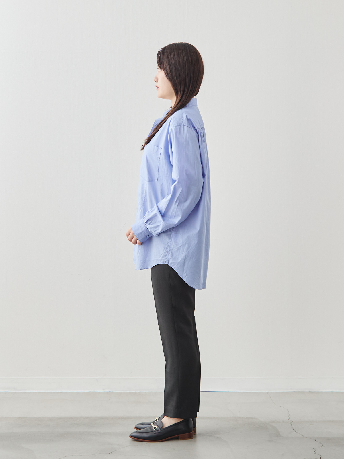 クラフトマンギャザーシャツ/サックス モデル 164cm サイズ フリー