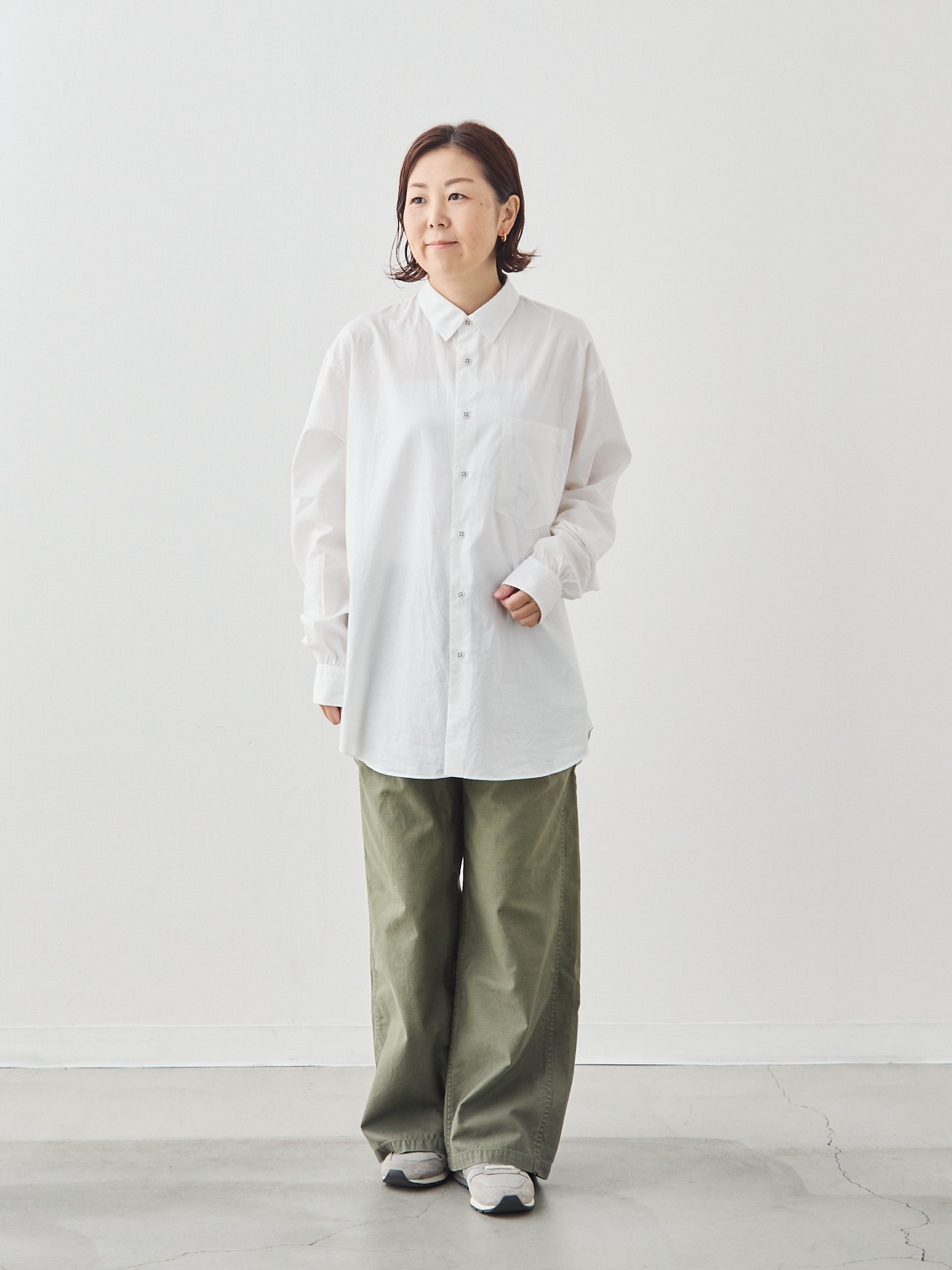 クラフトマンギャザーシャツ/サックス モデル 156cm サイズ フリー