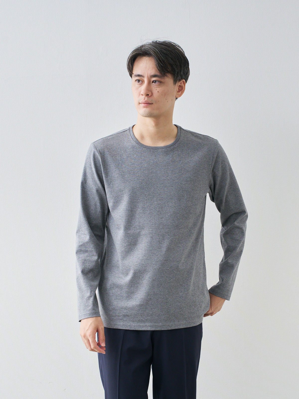“Dress Tシャツ” スペシャリティコットン シルクタッチ長袖/杢グレー